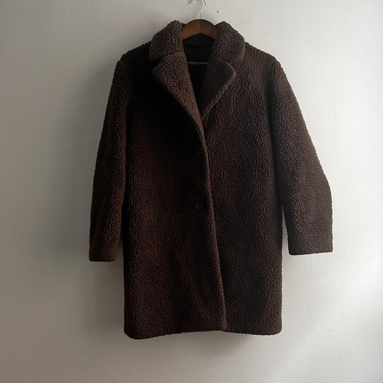 Uniqlo fuzzy oversized trench jacket size xs. Color... - Depop