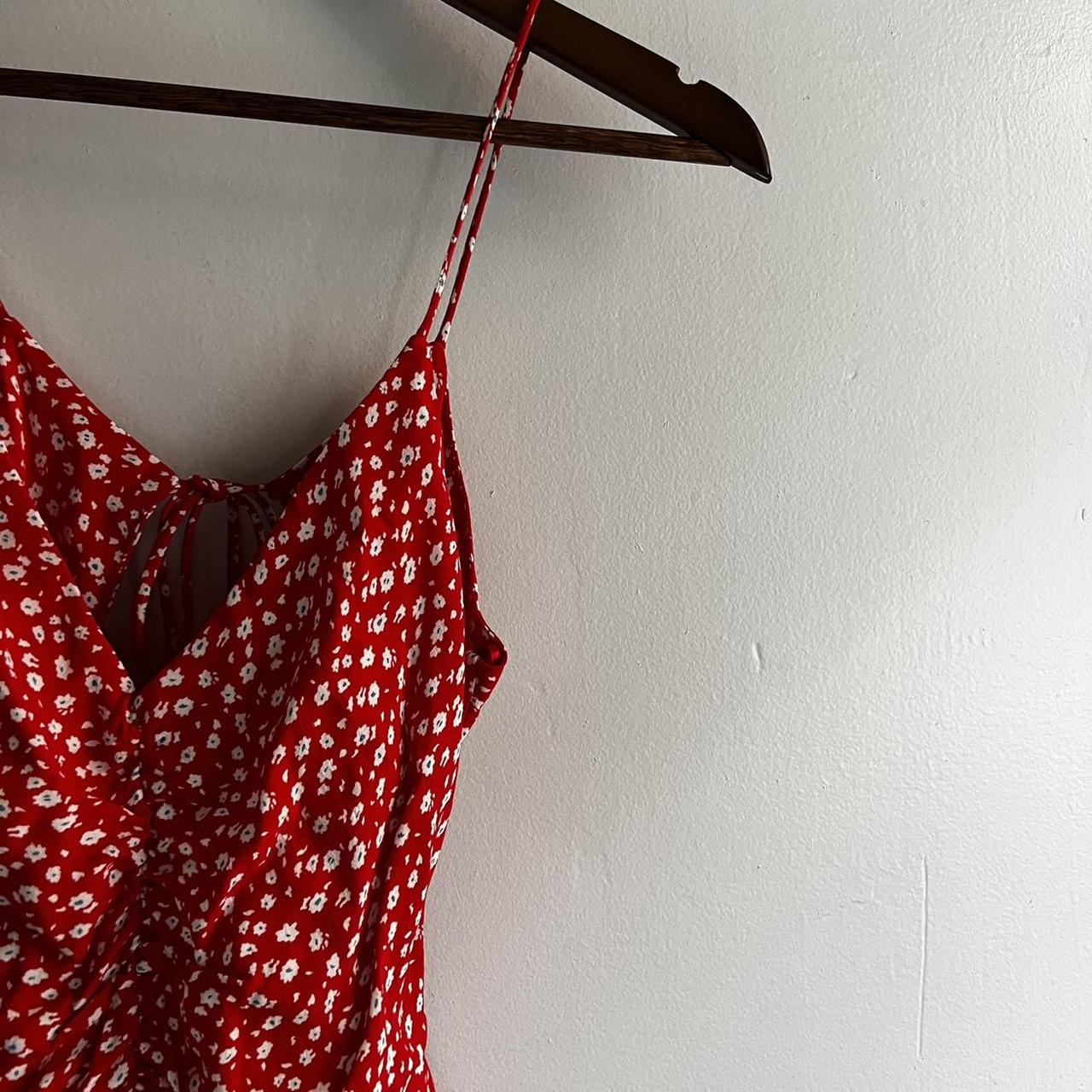 Zara Women's Red and White Dress | Depop