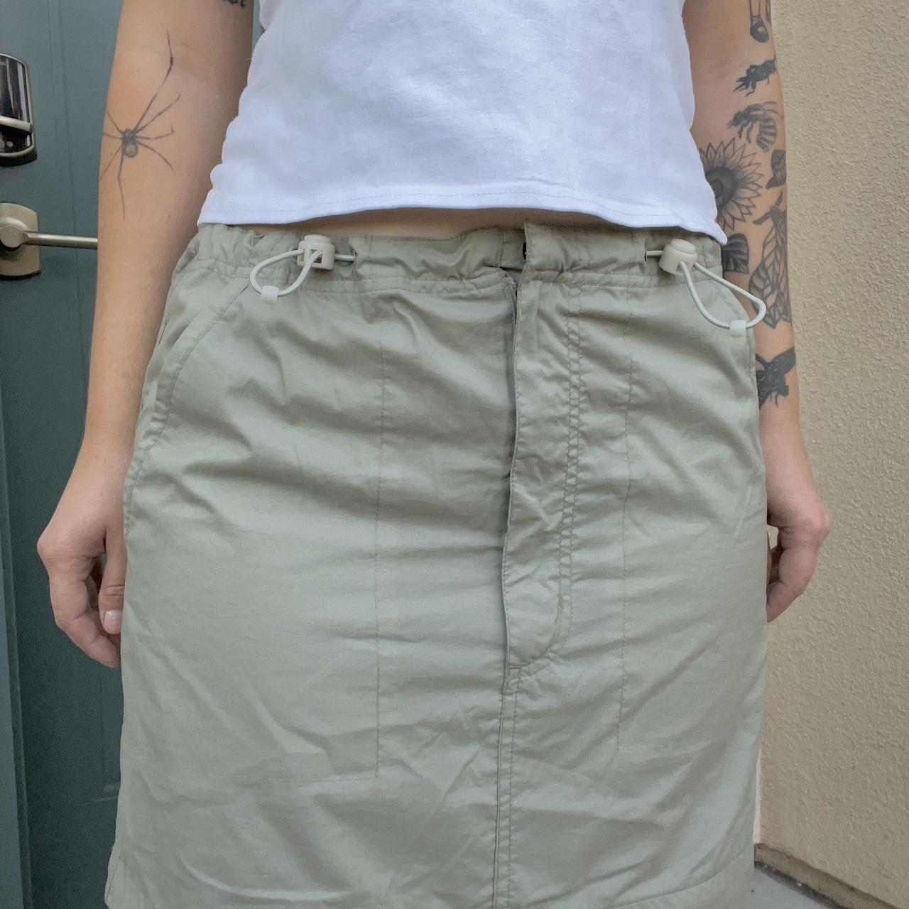 nike acg cargo maxi skirt sage green nylon 2 in 1... Depop