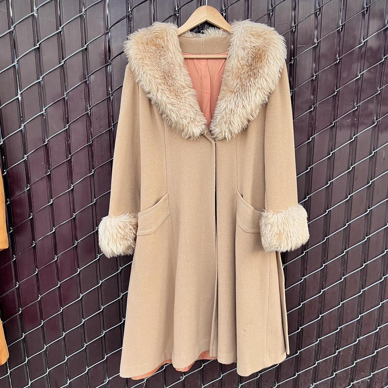 vintage penny lane coat faux fur trim collar &... - Depop