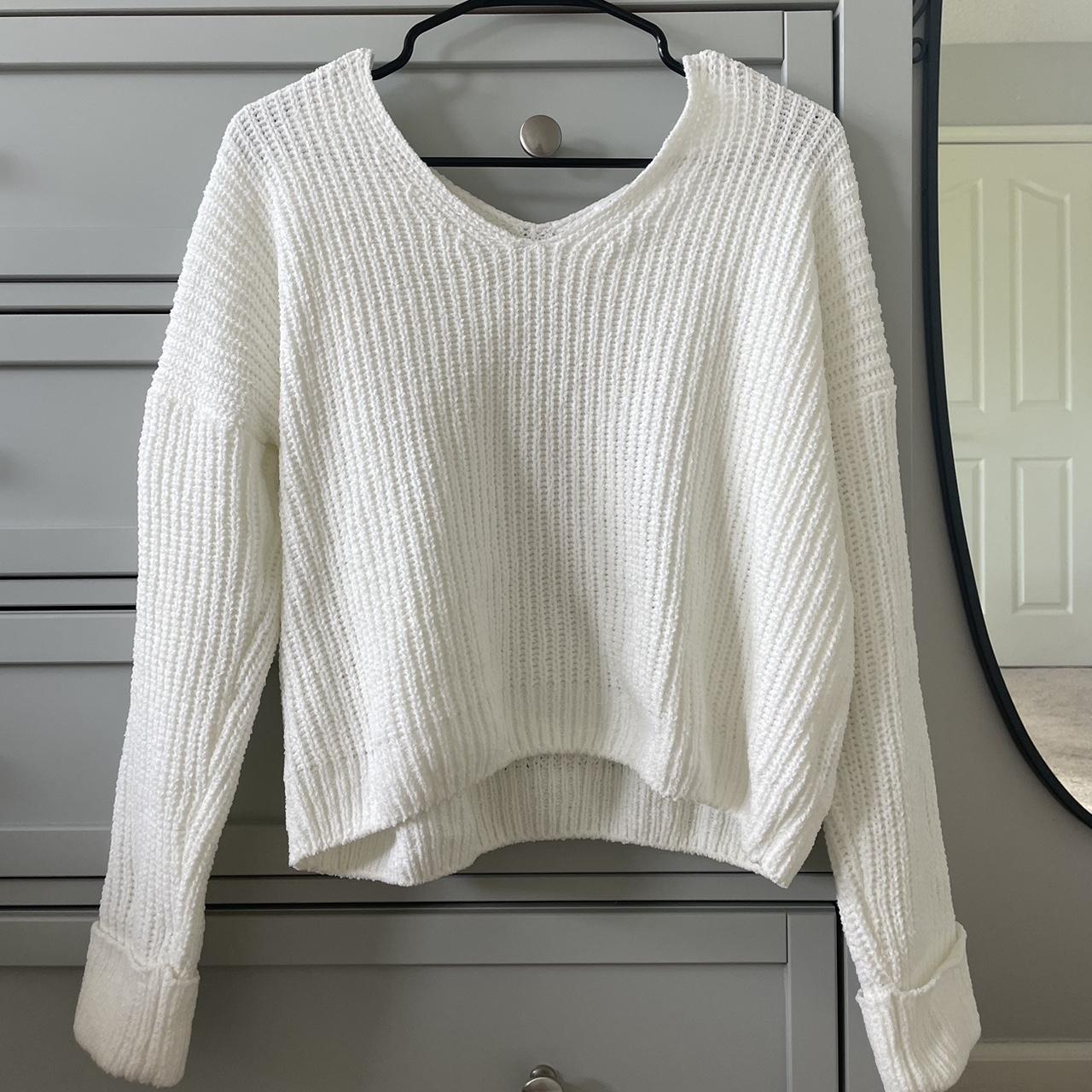 macys white cropped sweater, perfect condition,... - Depop