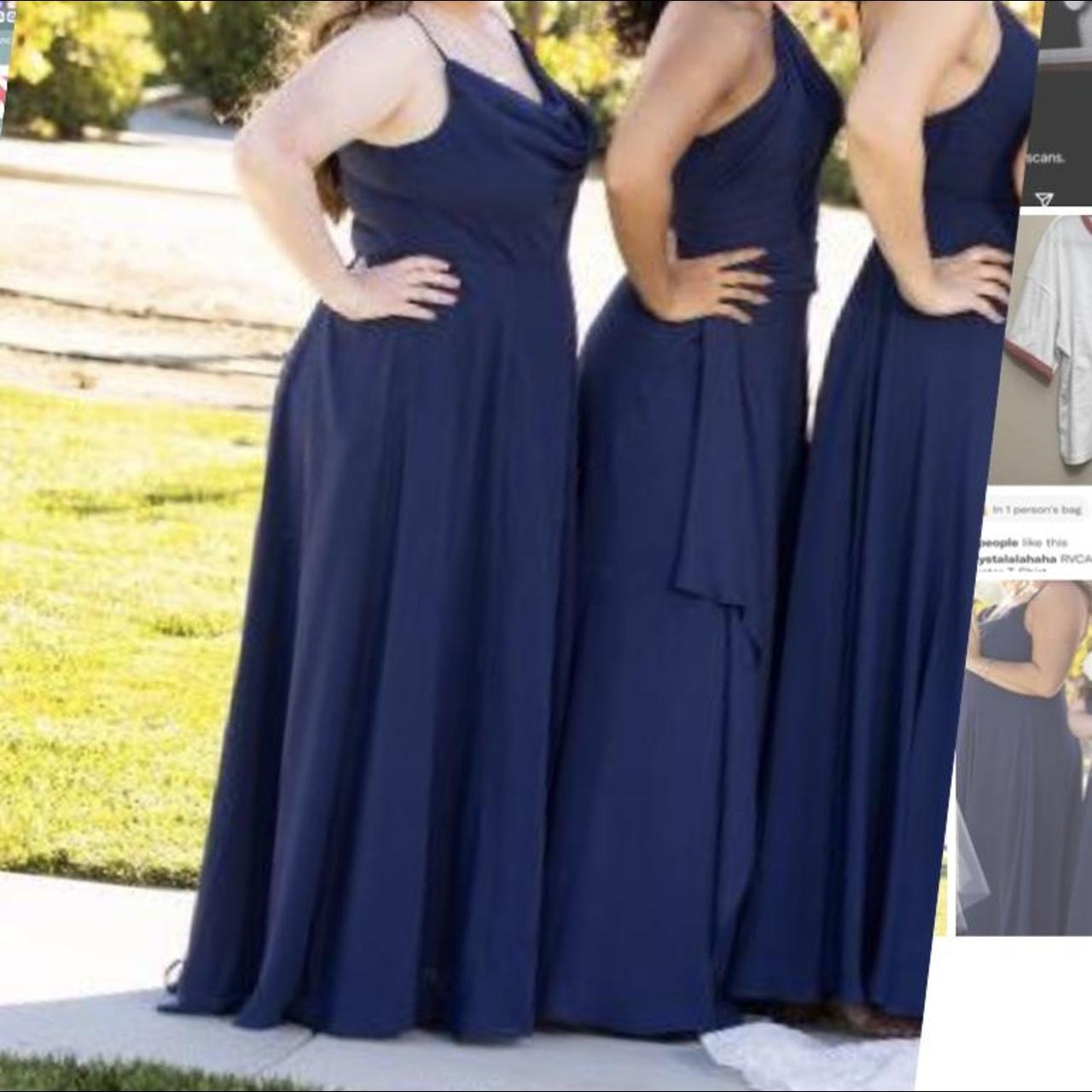 David's Bridal Women's Navy and Blue Dress Depop
