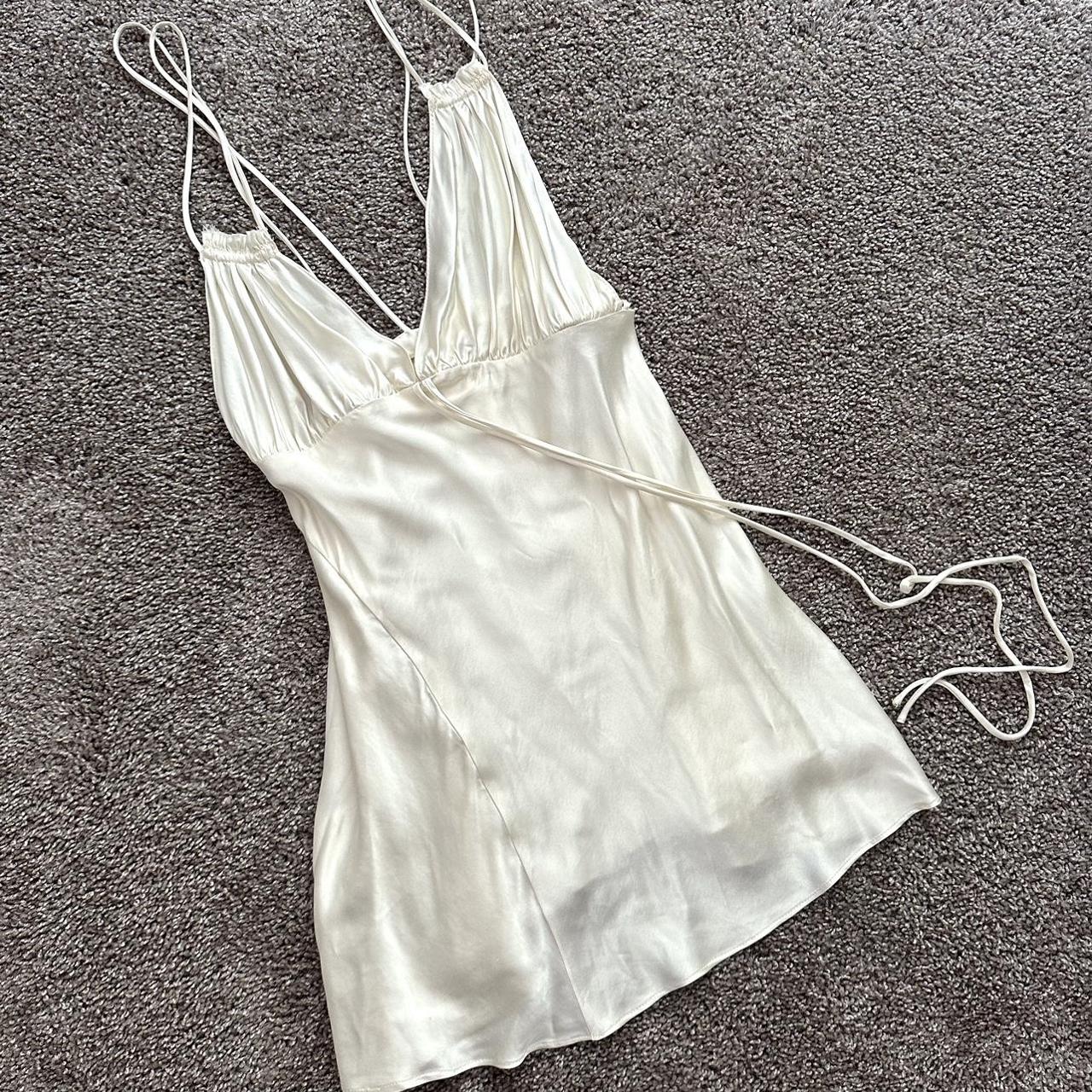 White Silk Zara Mini Dress Marked a size small and... - Depop