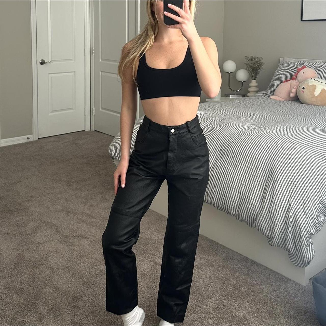 Vintage Leather Pants Straight leg fit and are... - Depop