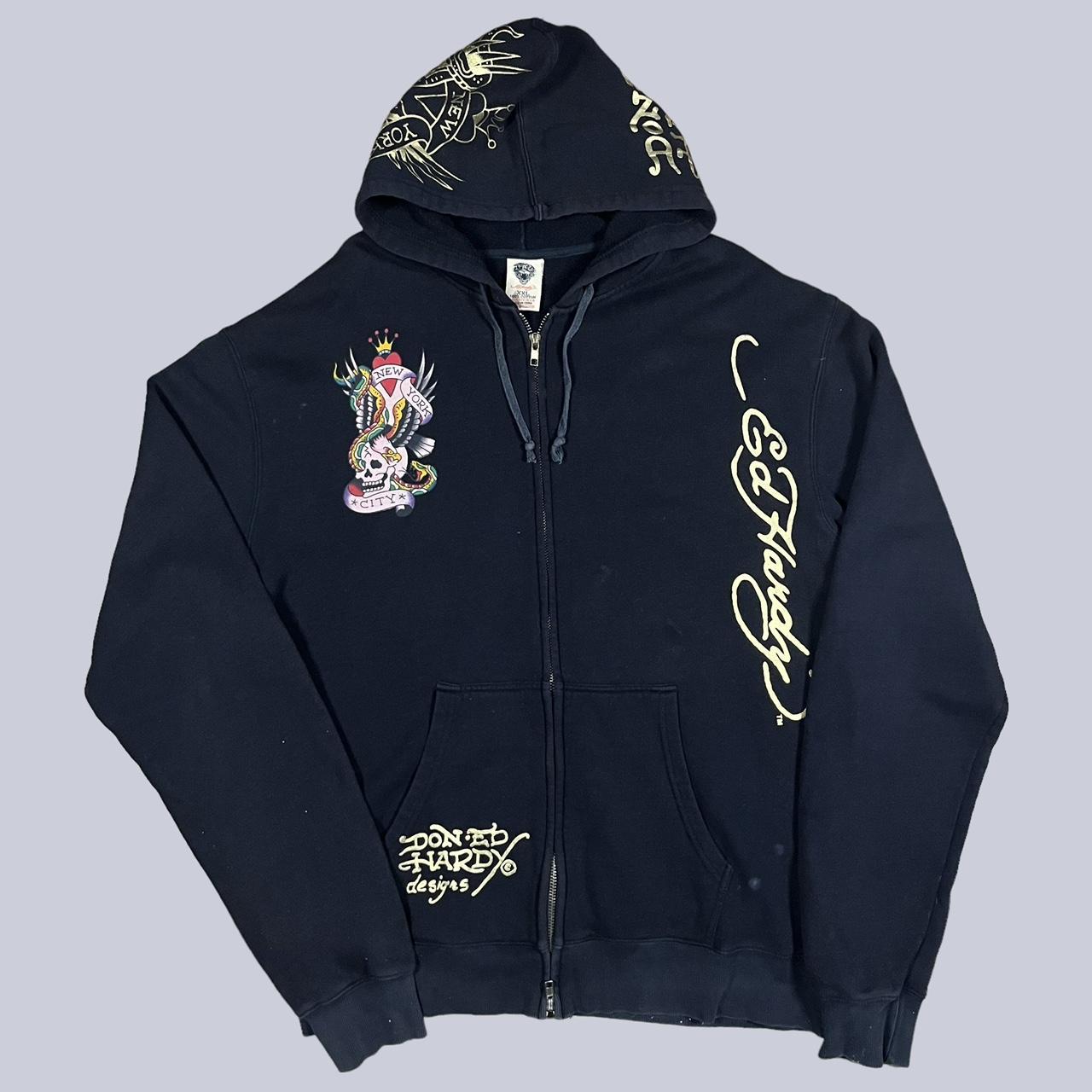 Ed Hardy Men S Hoodie Depop   P0 