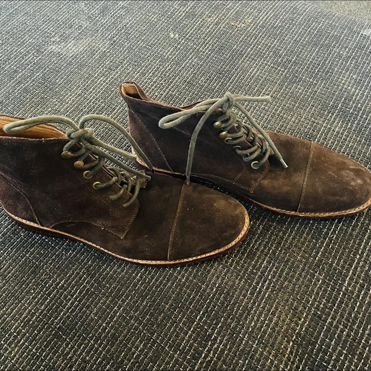 Amsterdam Shoe Co. suede leather boots in dark brown... - Depop