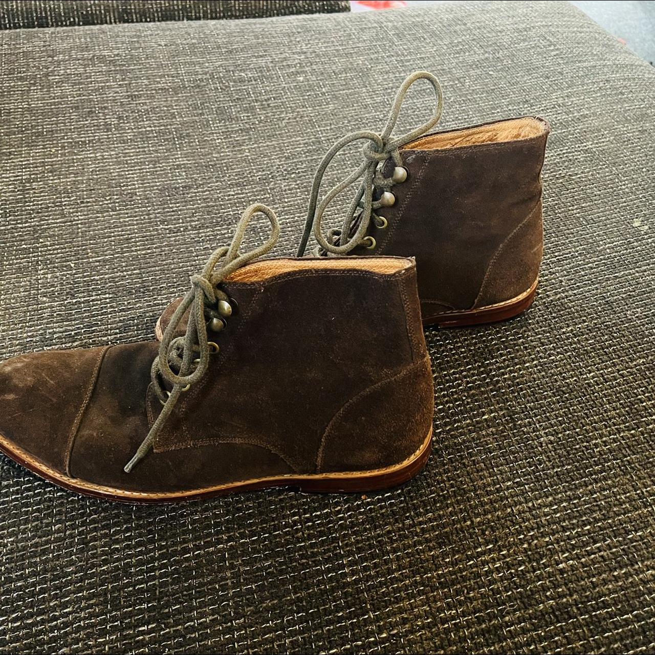 Amsterdam Shoe Co. suede leather boots in dark brown... - Depop