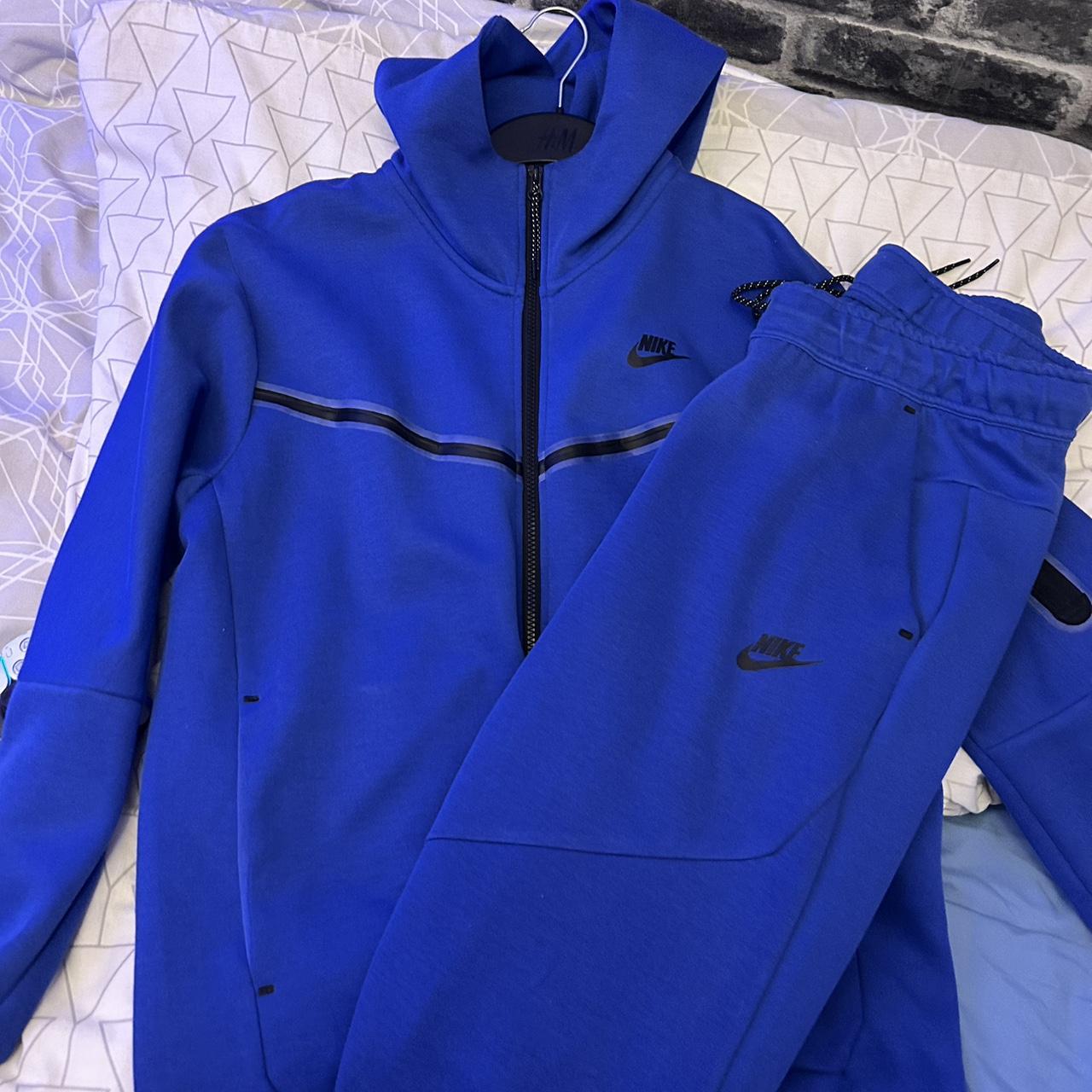 Blue nike tech tracksuit size medium Depop
