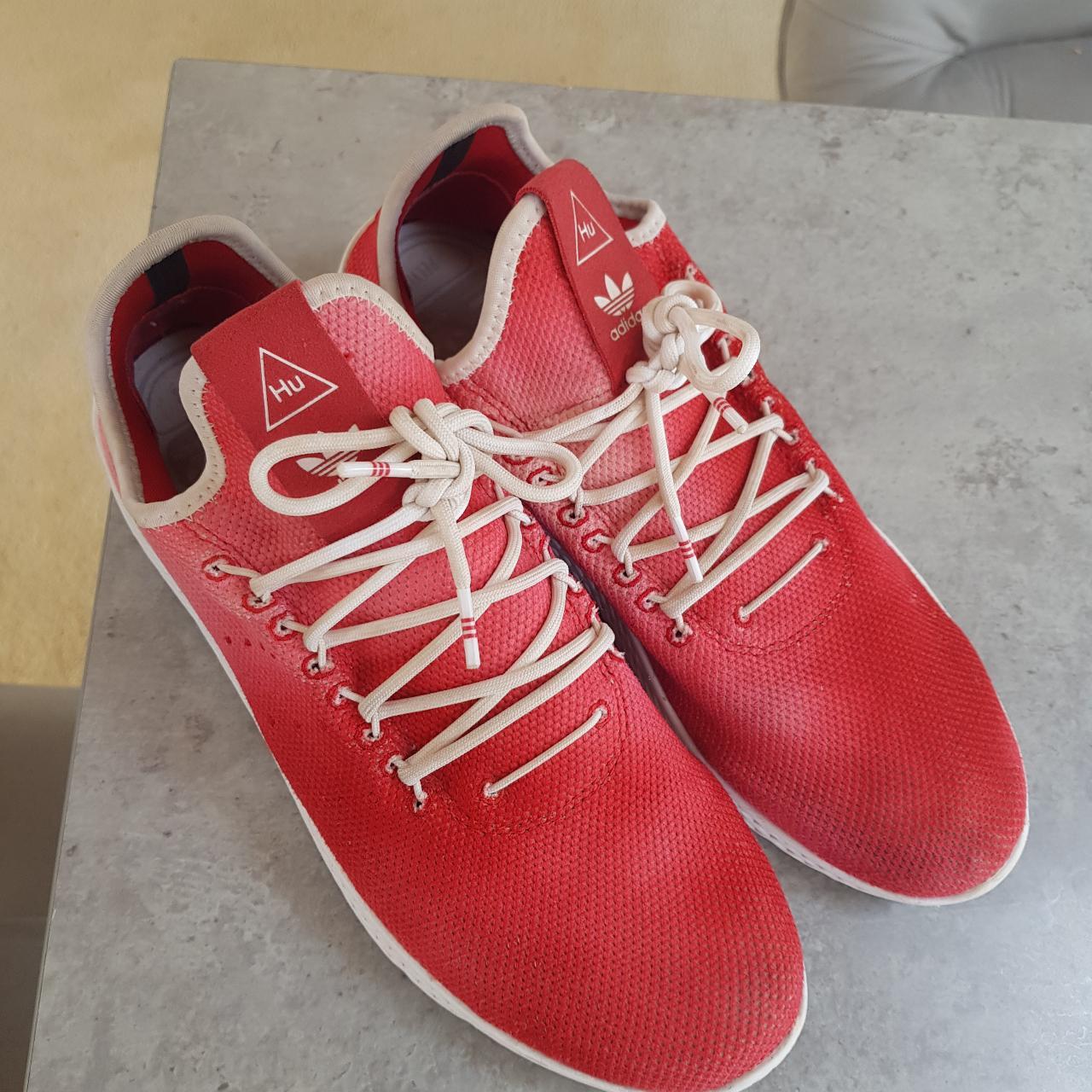 Adidas Men's Red and White Trainers | Depop