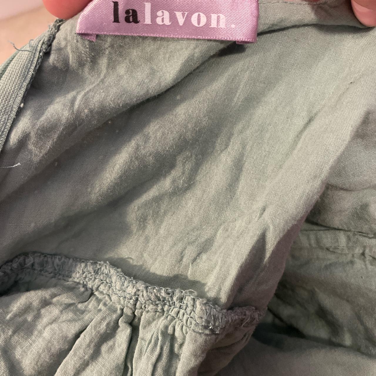 lalavon sage green baby doll mini dress w/ puffed... Depop