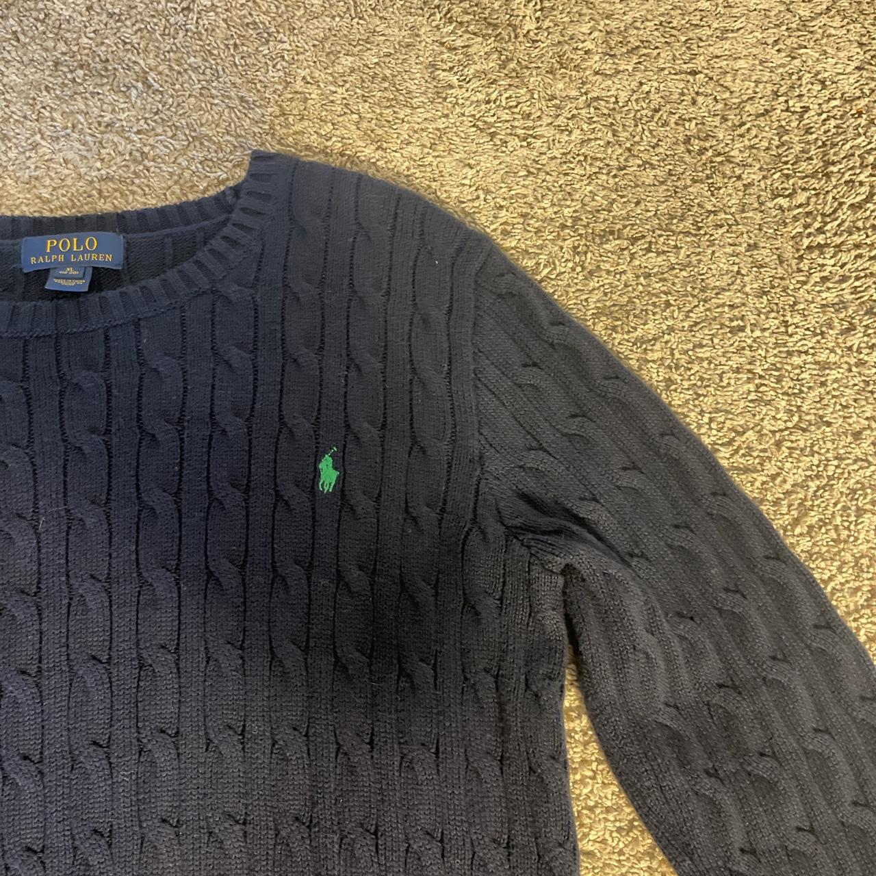 Polo Ralph Lauren Men's Navy and Green Jumper | Depop