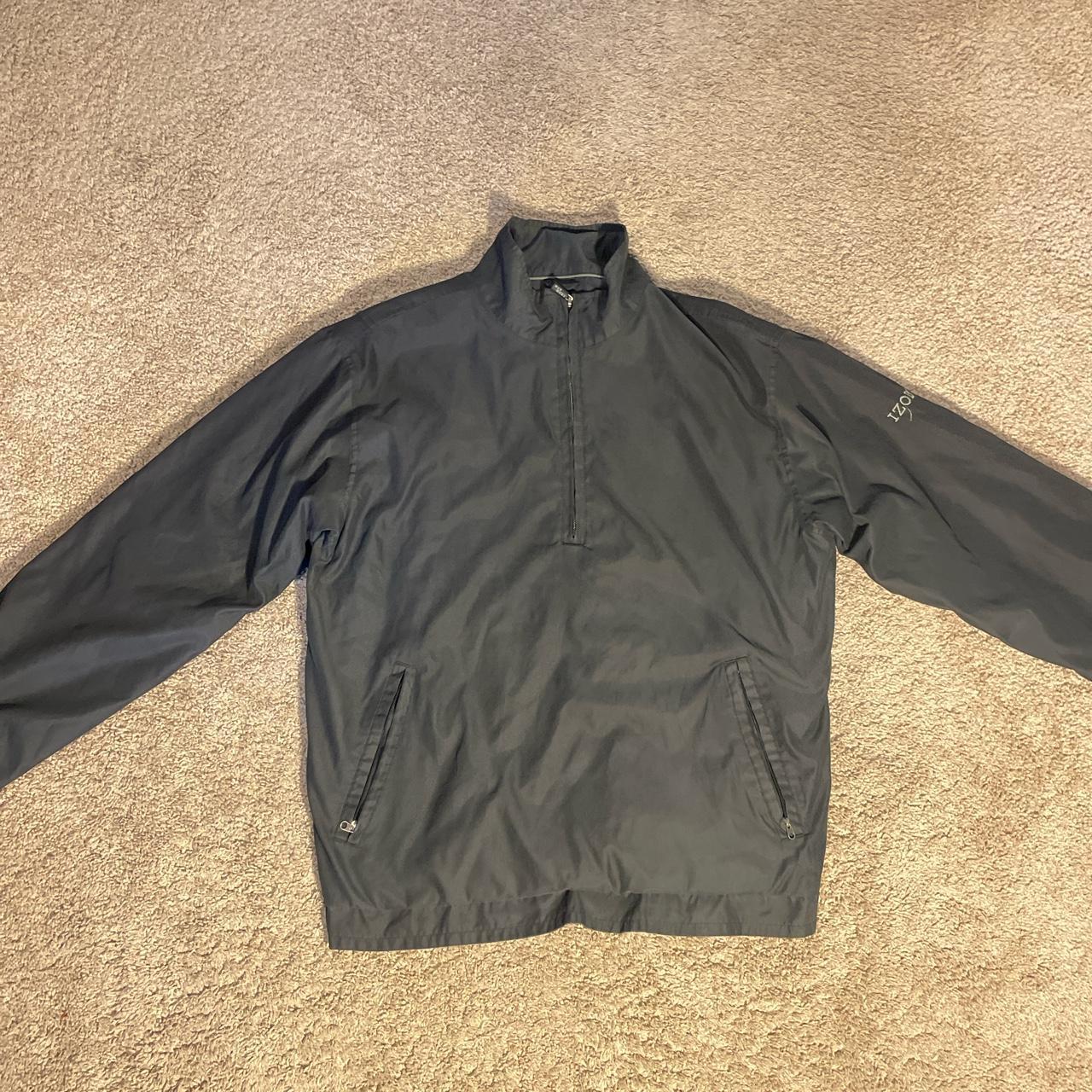 Izod Men's Black and Silver Coat | Depop