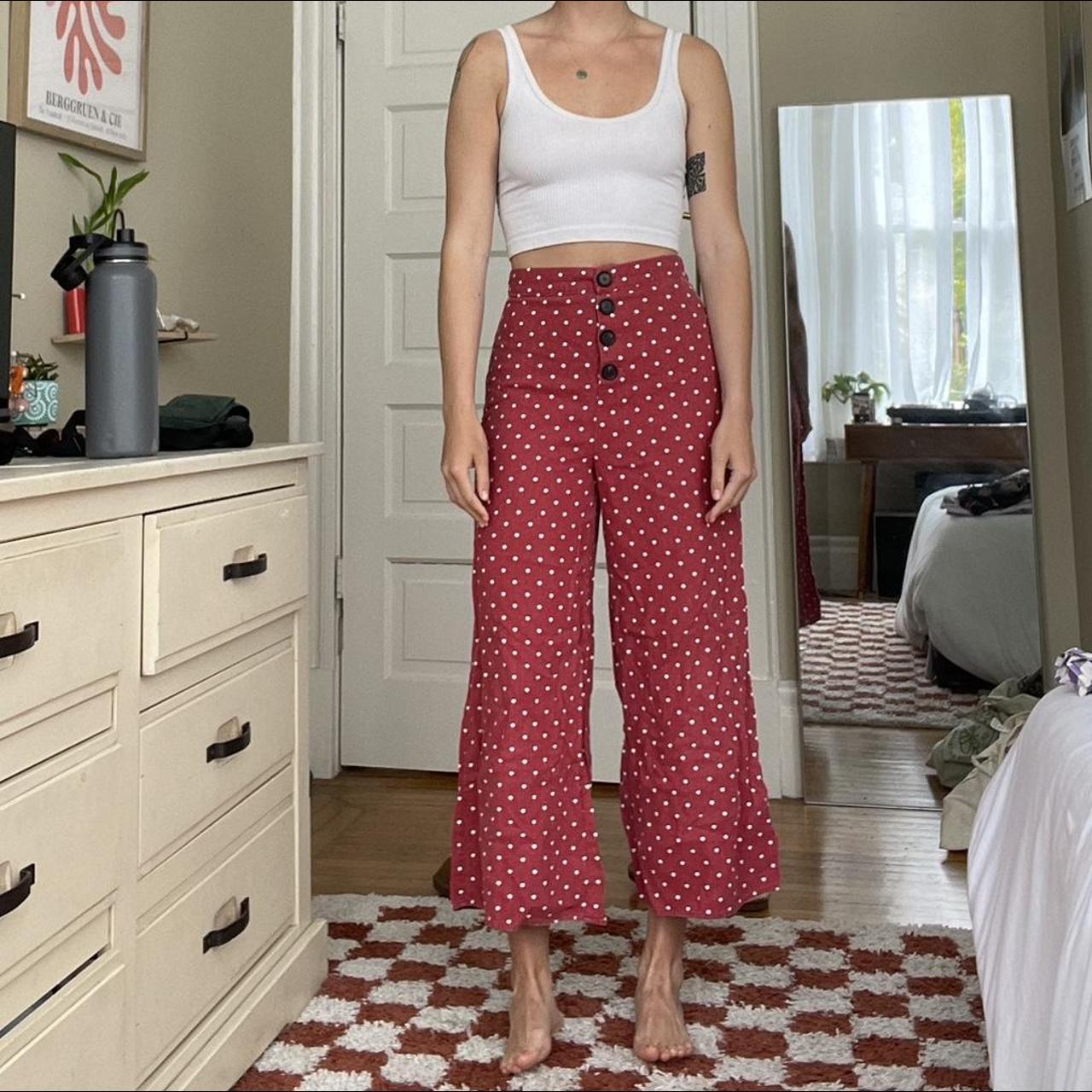 Red polka dot sales trousers