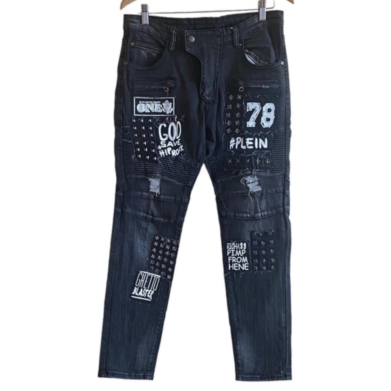 Mens black hot sale studded jeans