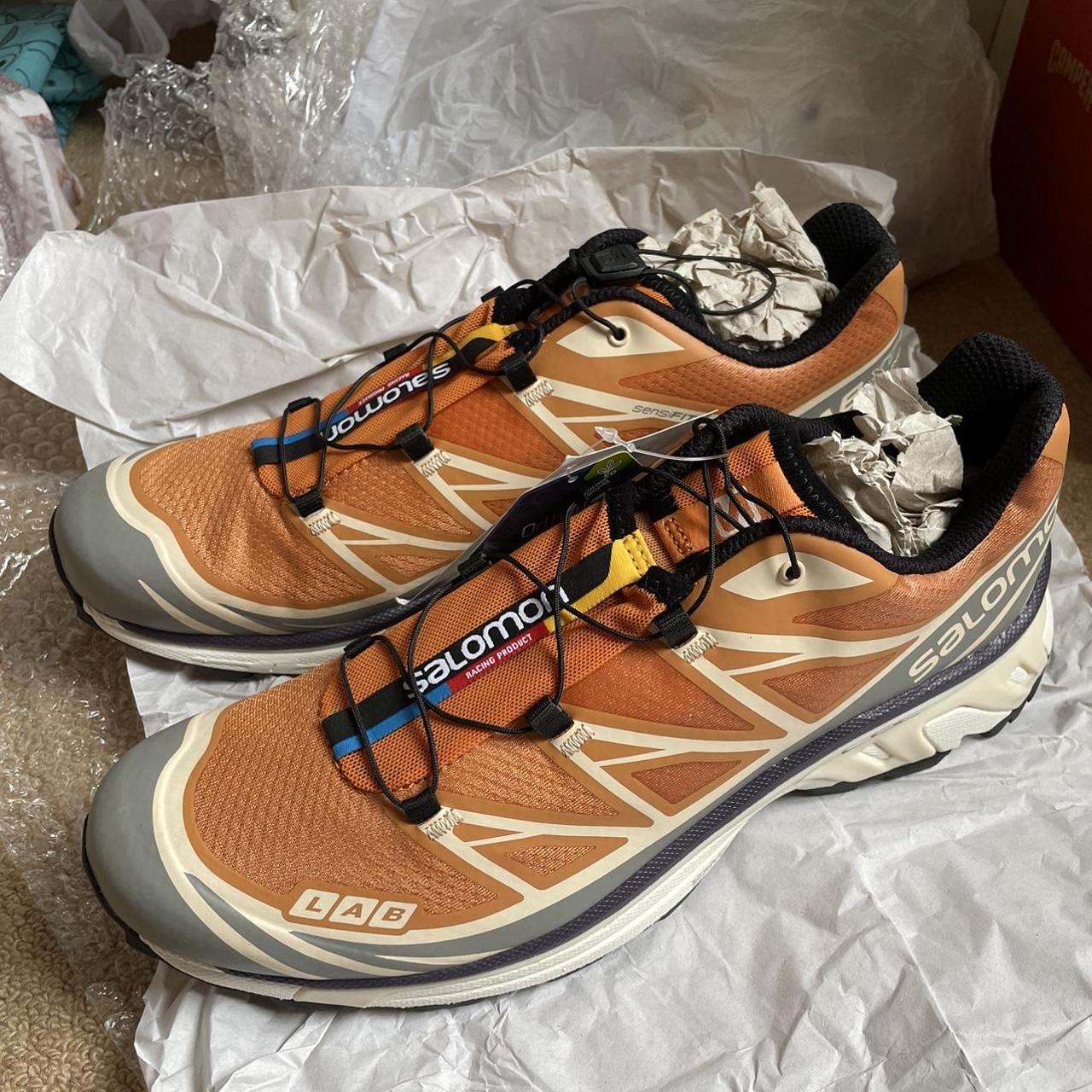 Salomon Men's Grey and Orange Trainers | Depop