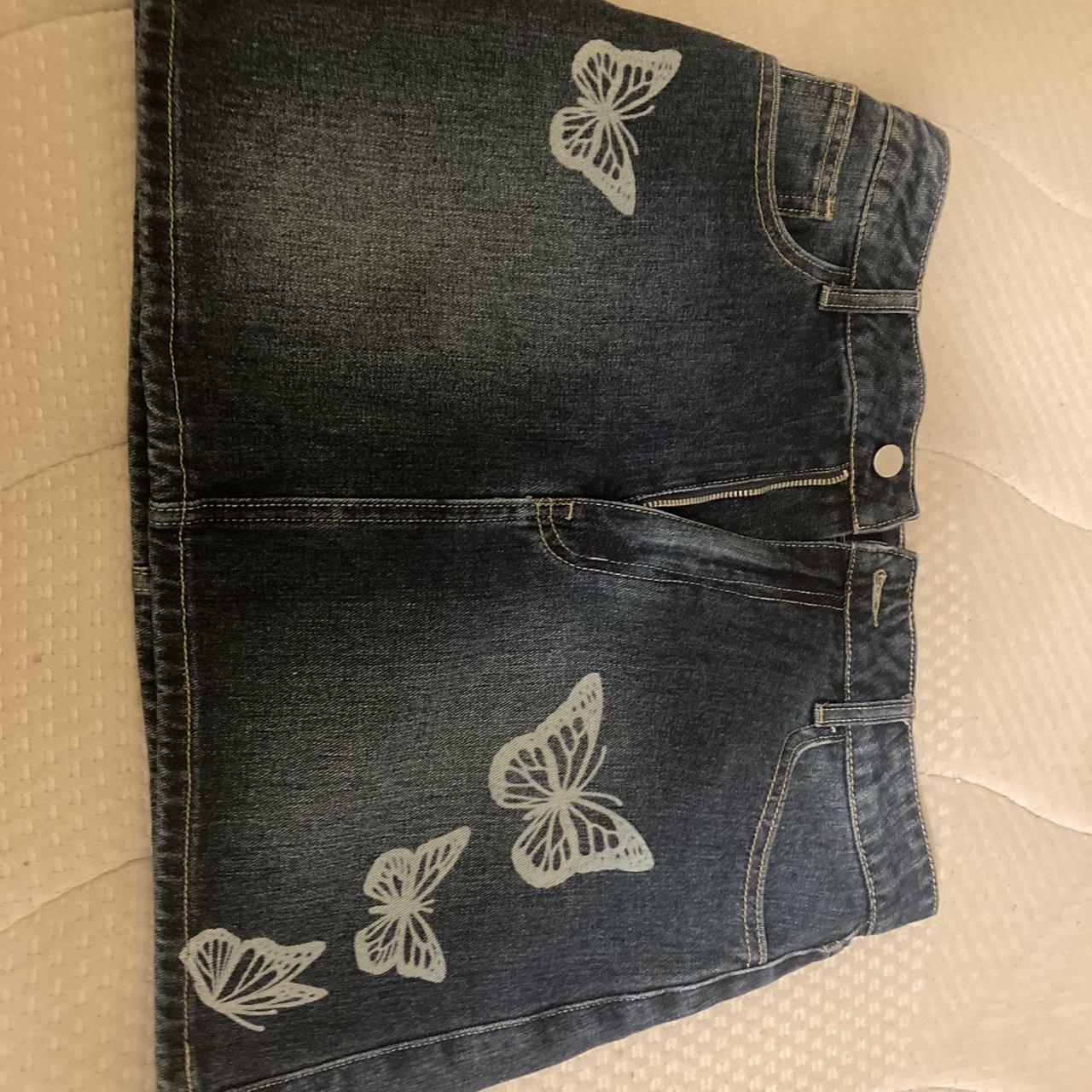 Cider Jean skirt with butterflies 💜💜💜 rave party... Depop
