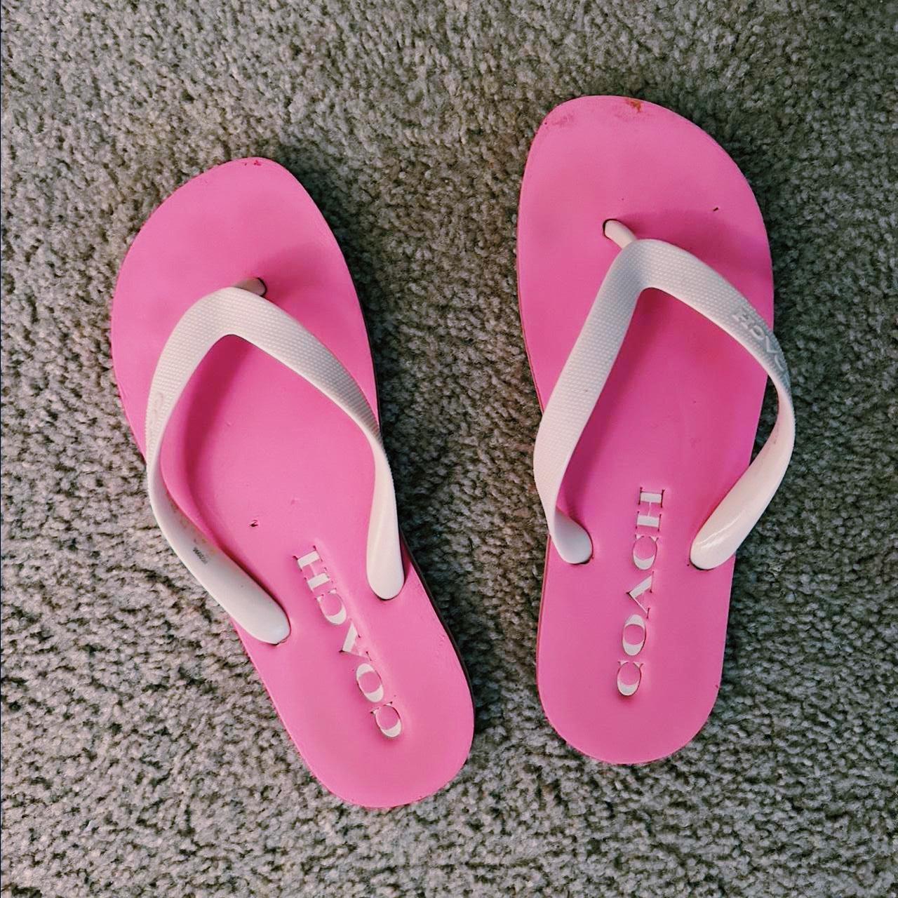 Pink Coach Flip Flops Beach vibes Perfect for Depop