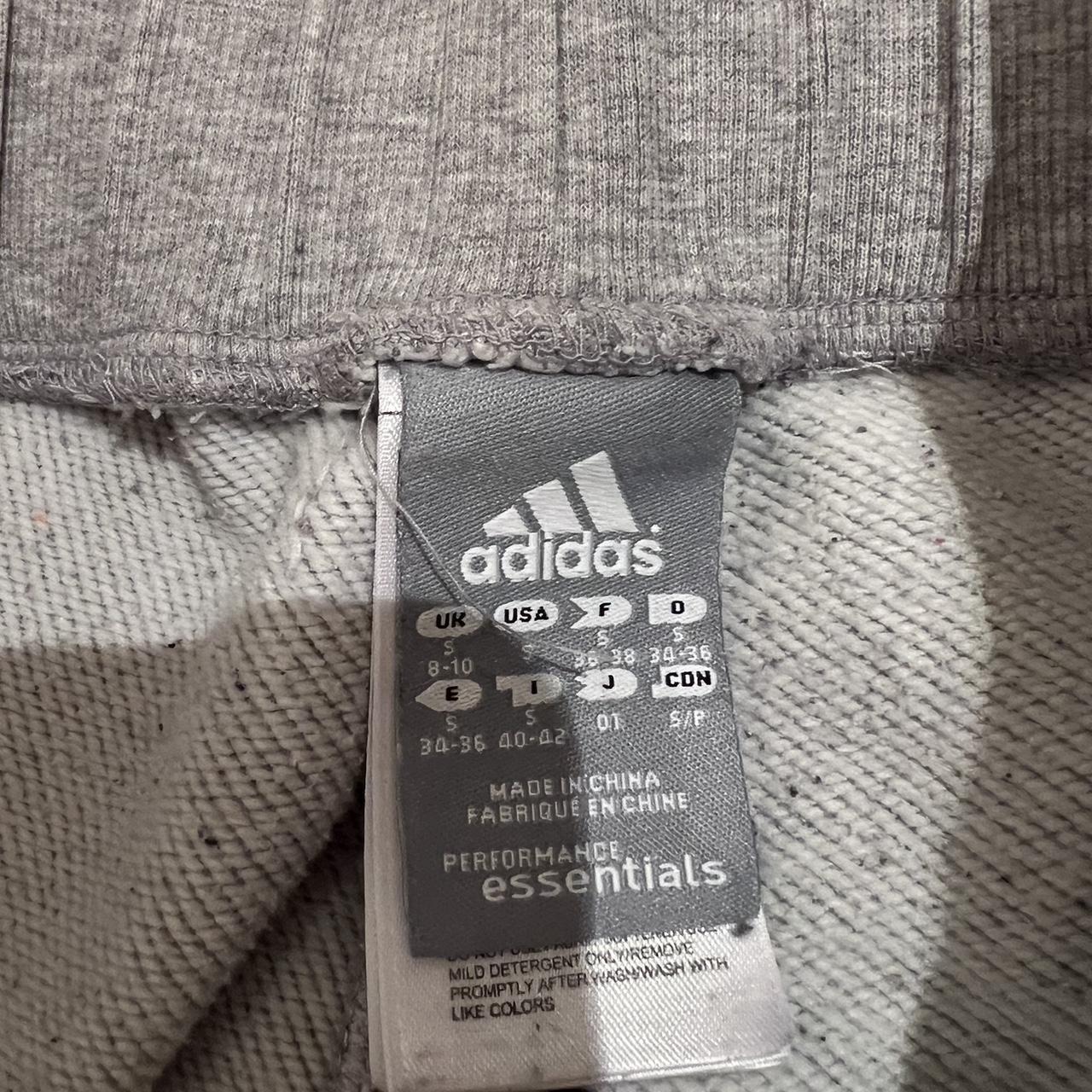 grey addidas joggers with blue stripes size small... - Depop