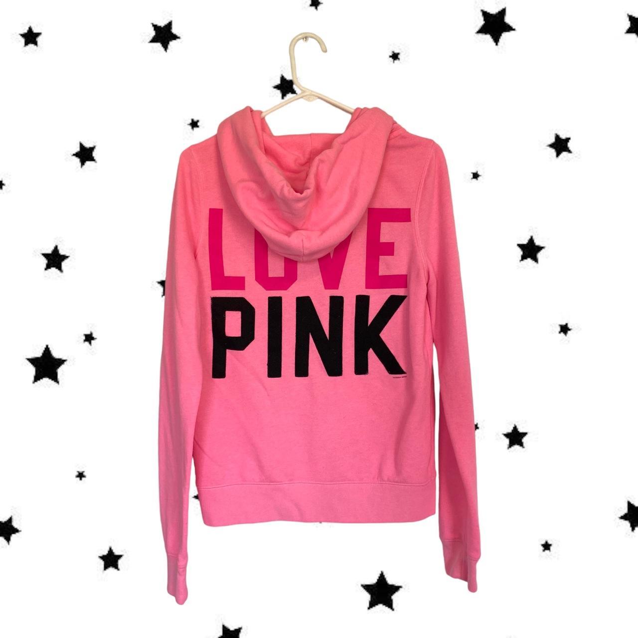 y2k victoria secret love pink zipup hoodie with love... - Depop