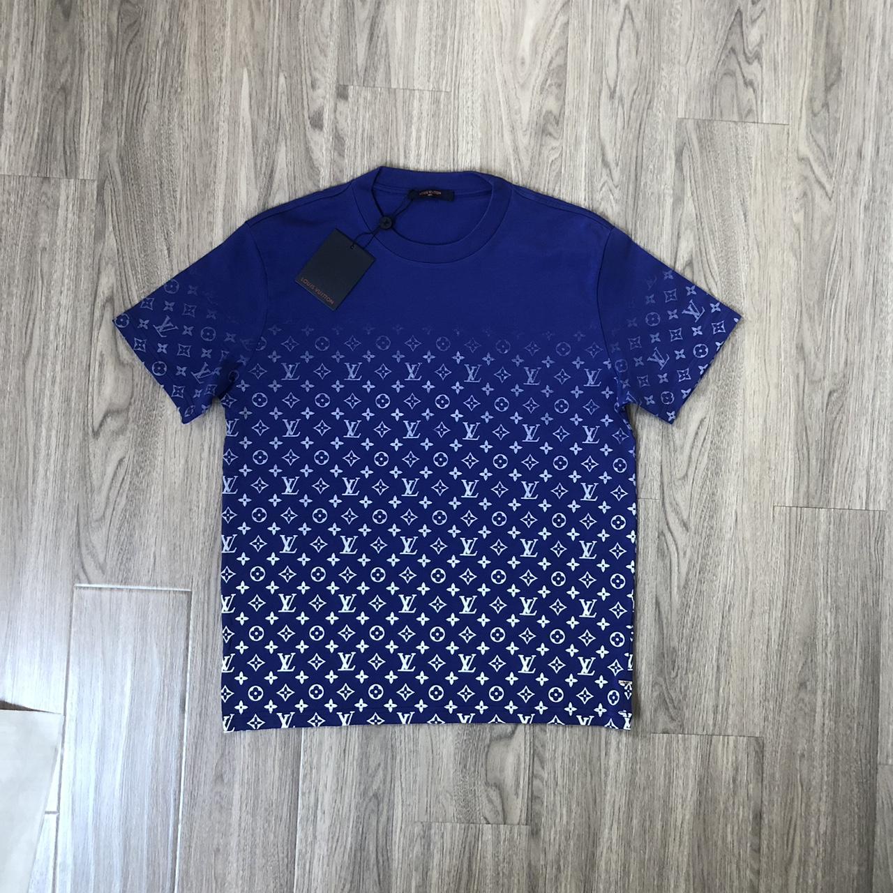 LV baby blue monogram shirt size: medium length: - Depop