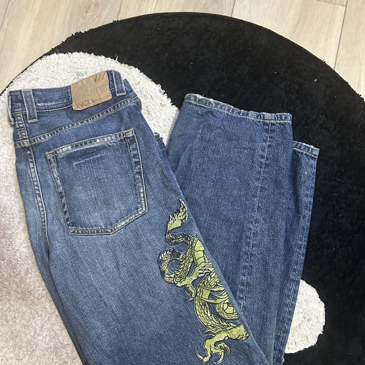 JNCO Men's Blue and Green Jeans | Depop