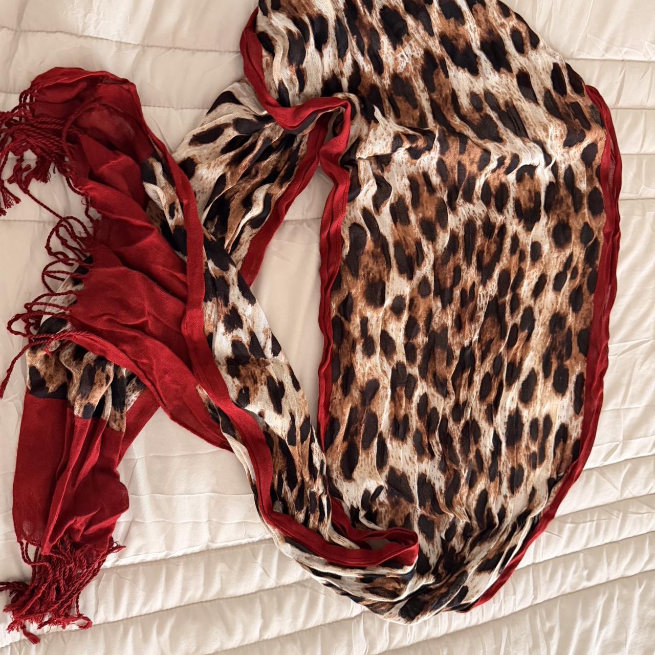 Cache Women's Scarf - Multi/Red – Cache red leopa… - image 2