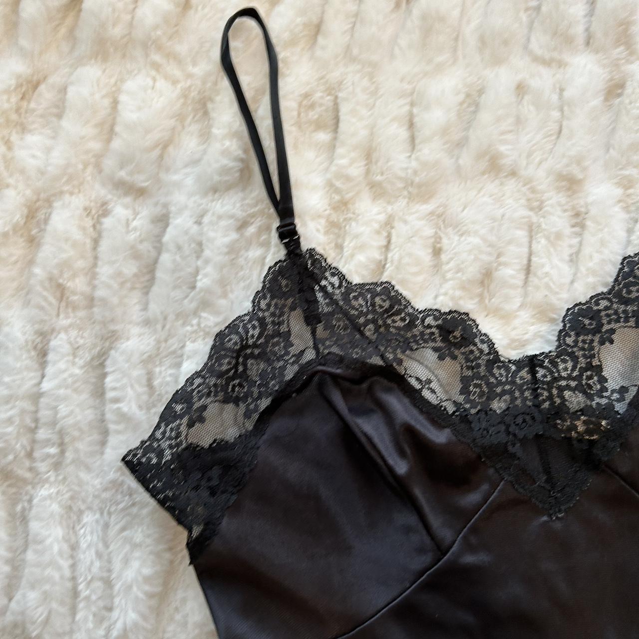 black vintage lingerie slip dress info: *tag in the... - Depop
