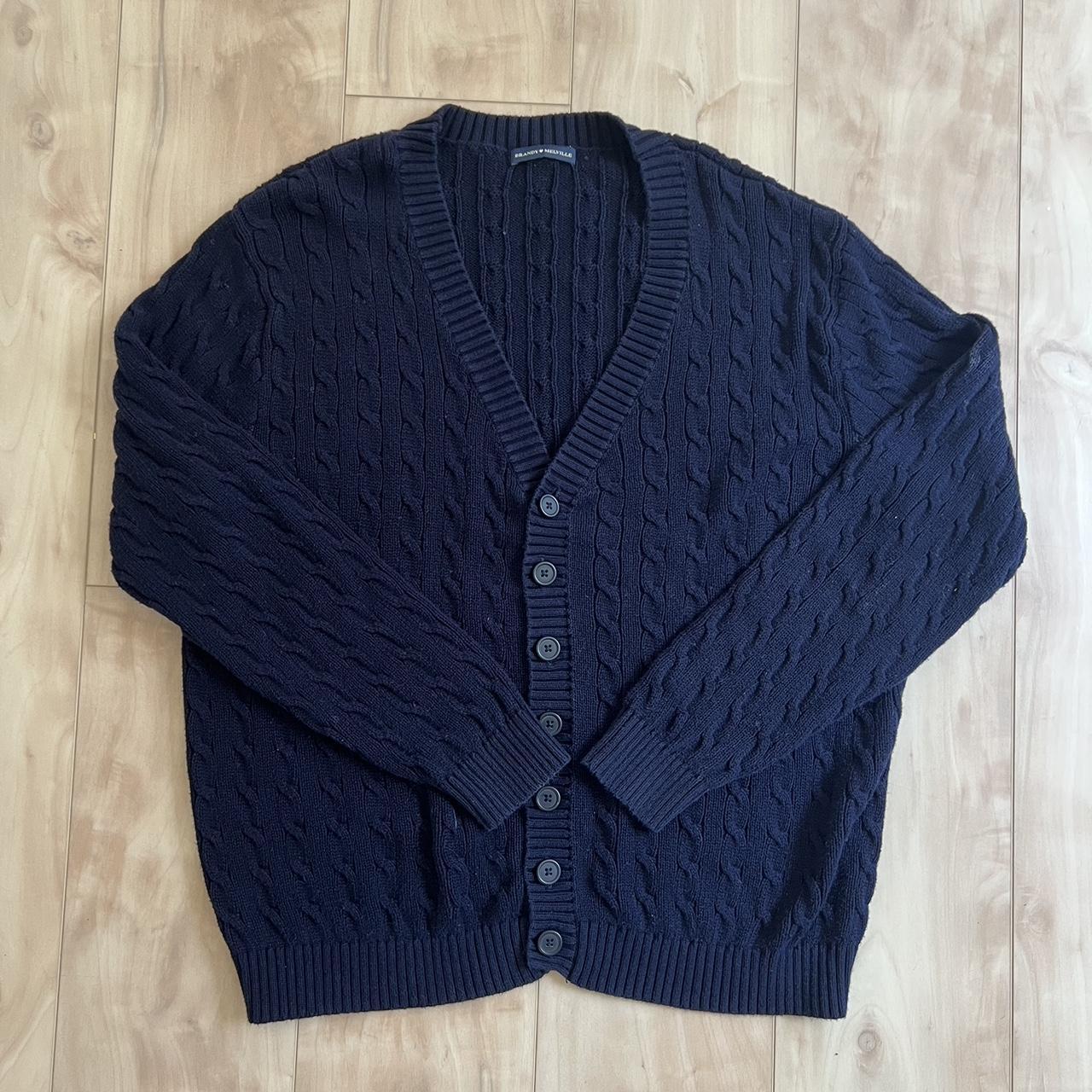 Brandy Melville Women's Navy Cardigan | Depop