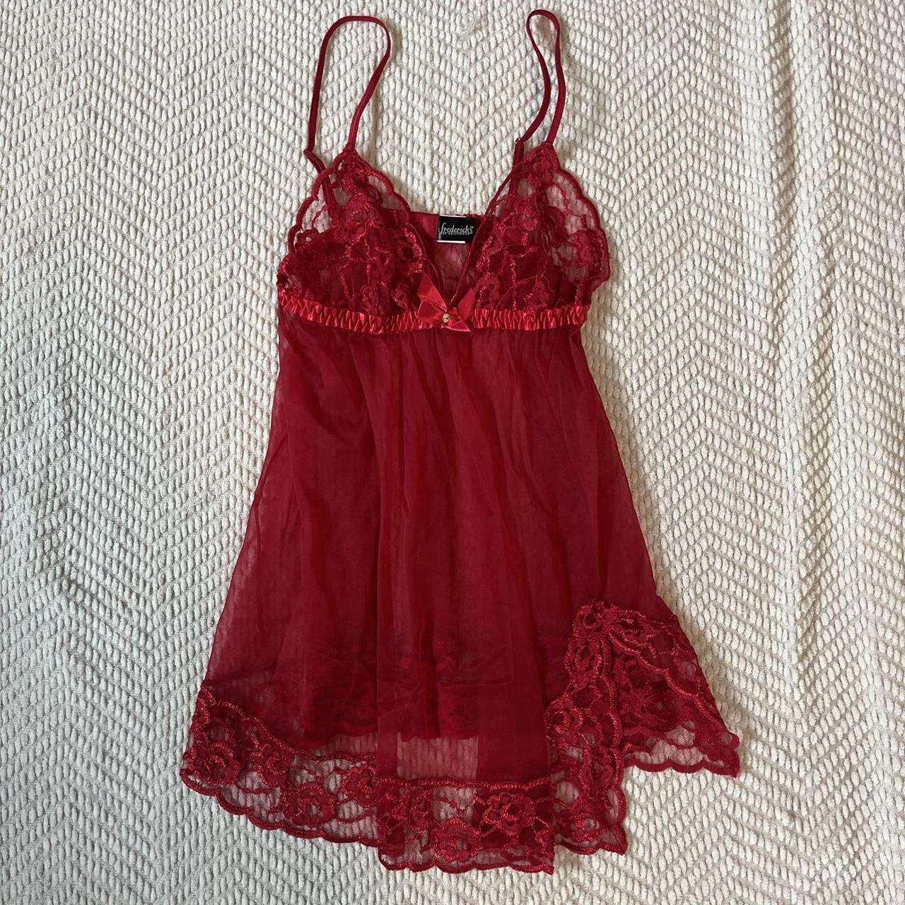 Frederick’s Red Lace Slip Size: S - Depop