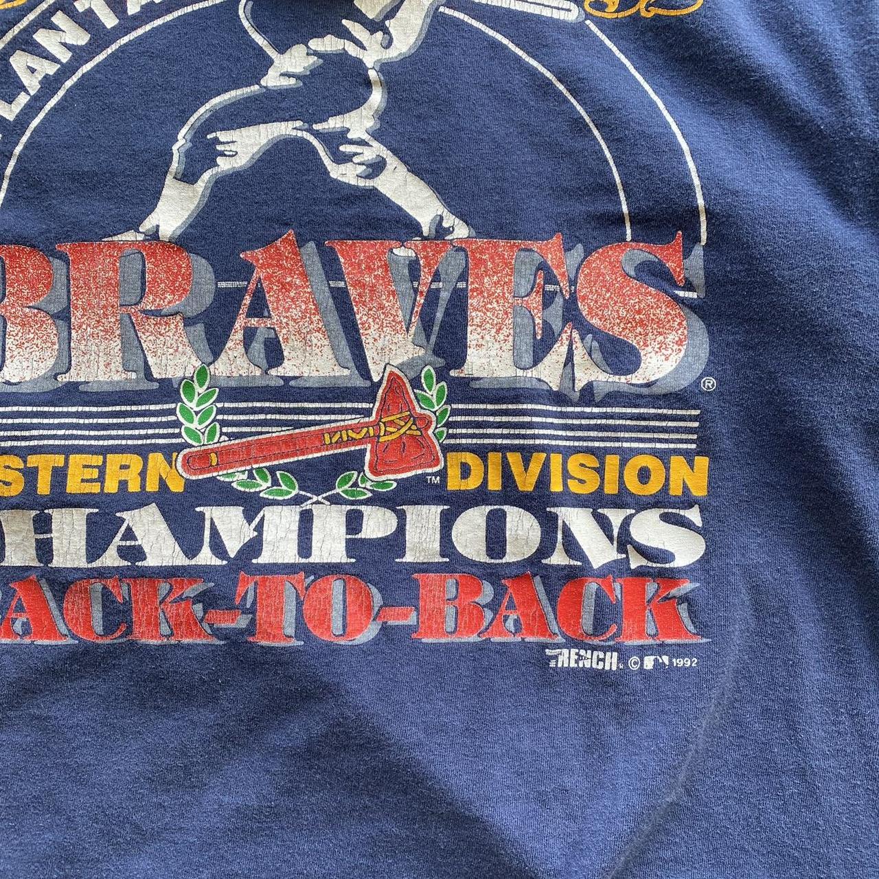 Vintage Atlanta Braves 1992 Western Division Champs Men's Large Trench T  shirt