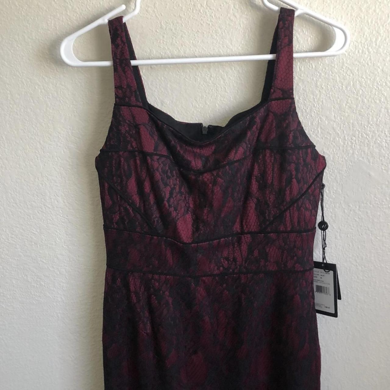 Adrianna Papell Women's Burgundy and Black Dress (3)