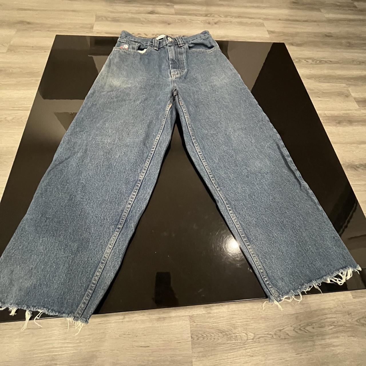 Dark blue hemmed polar big boys Size xs Depop... - Depop