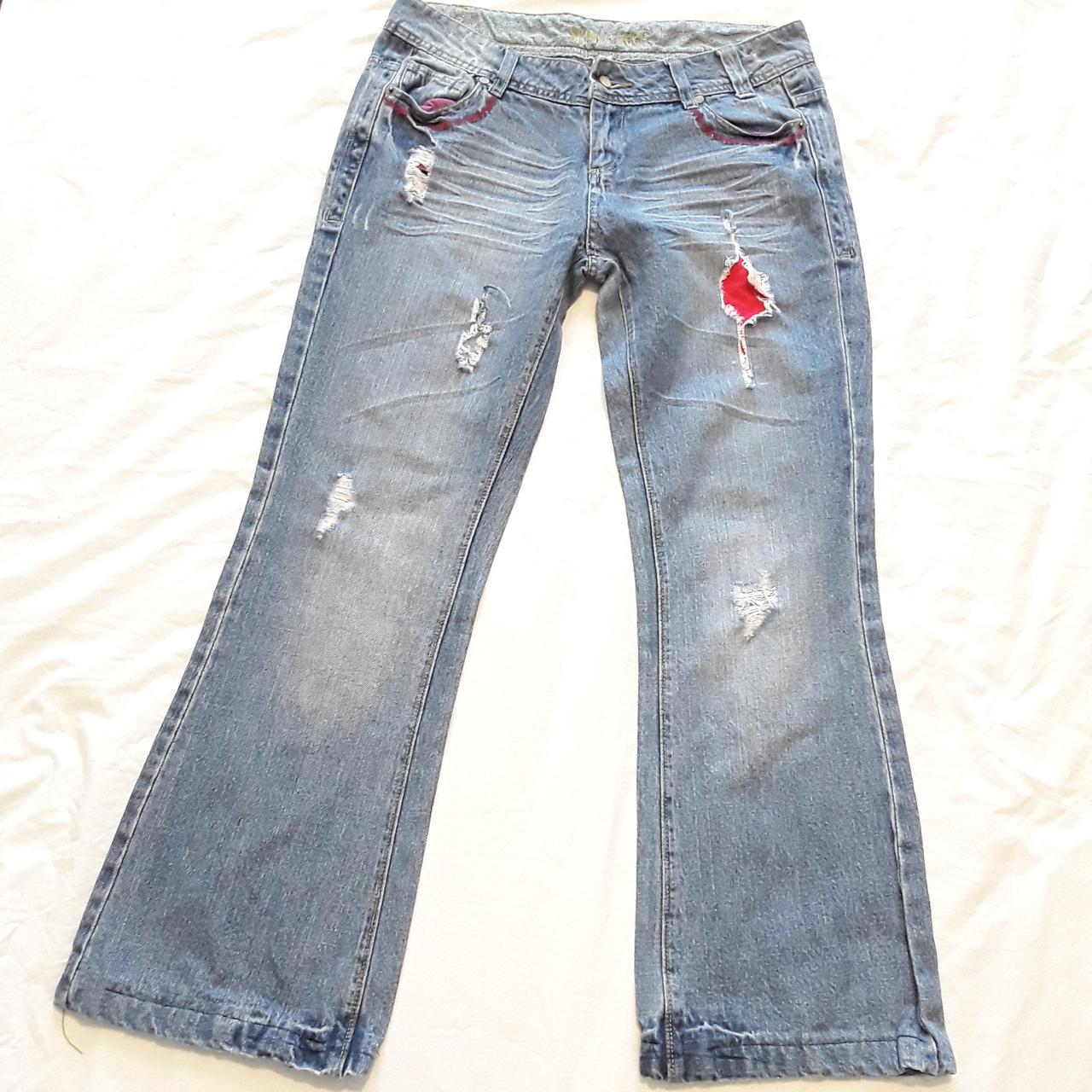 Denim & Co. Women's Red and Blue Jeans | Depop