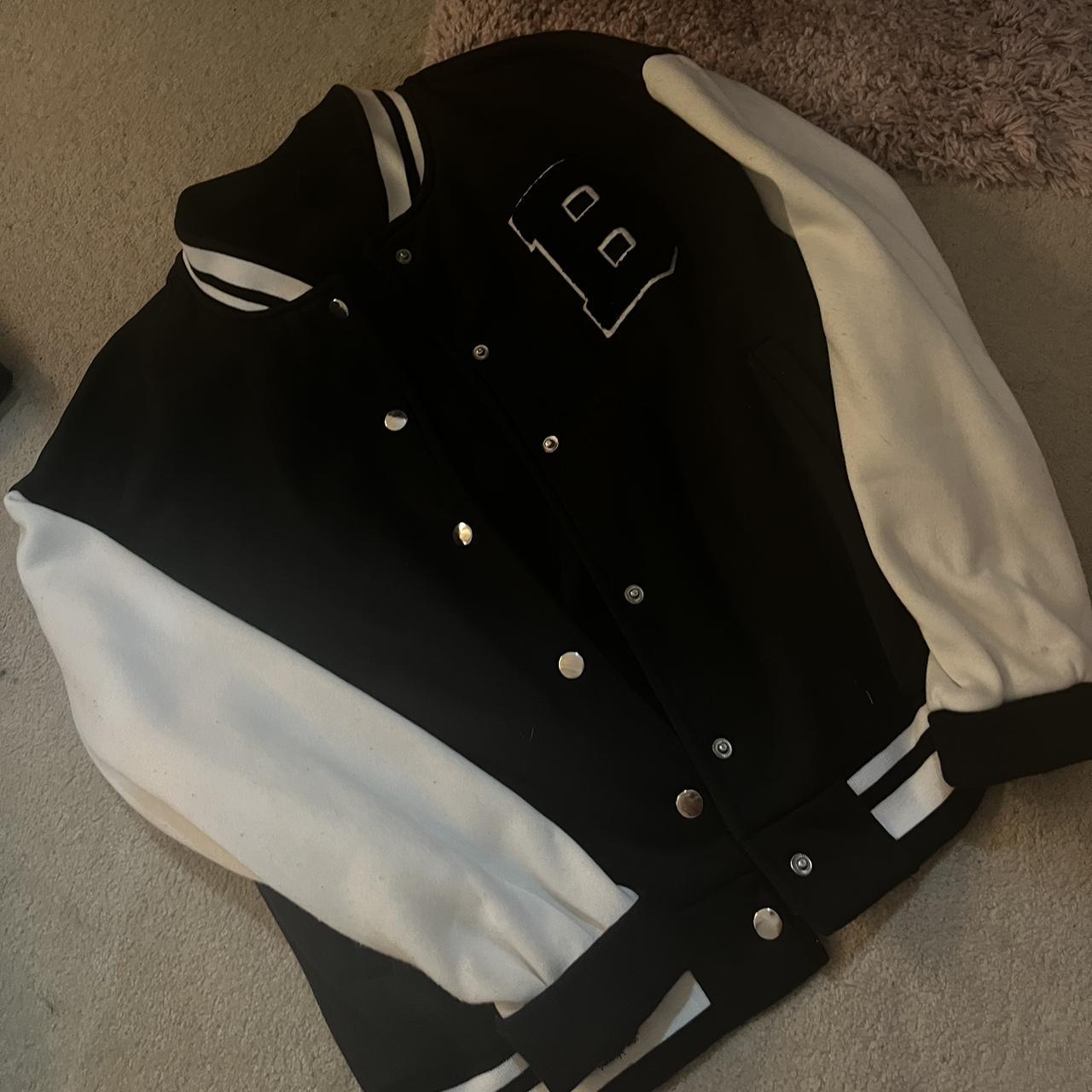 Shein Varsity Jacket B/W🫶🏻 Only Worn Once Perfect... - Depop