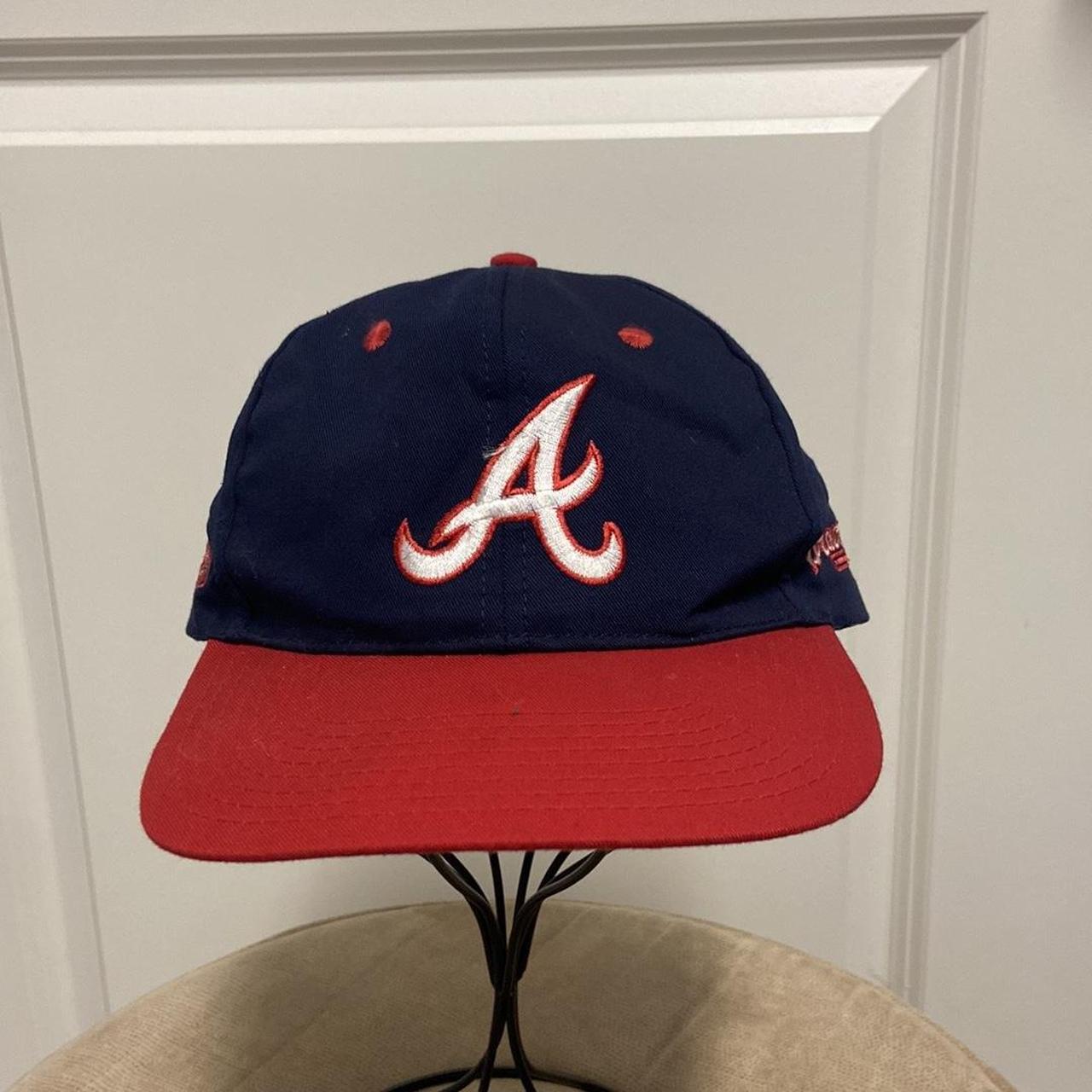 Vintage New 90s Atlanta Braves Snapback Hat Cap Blockhead