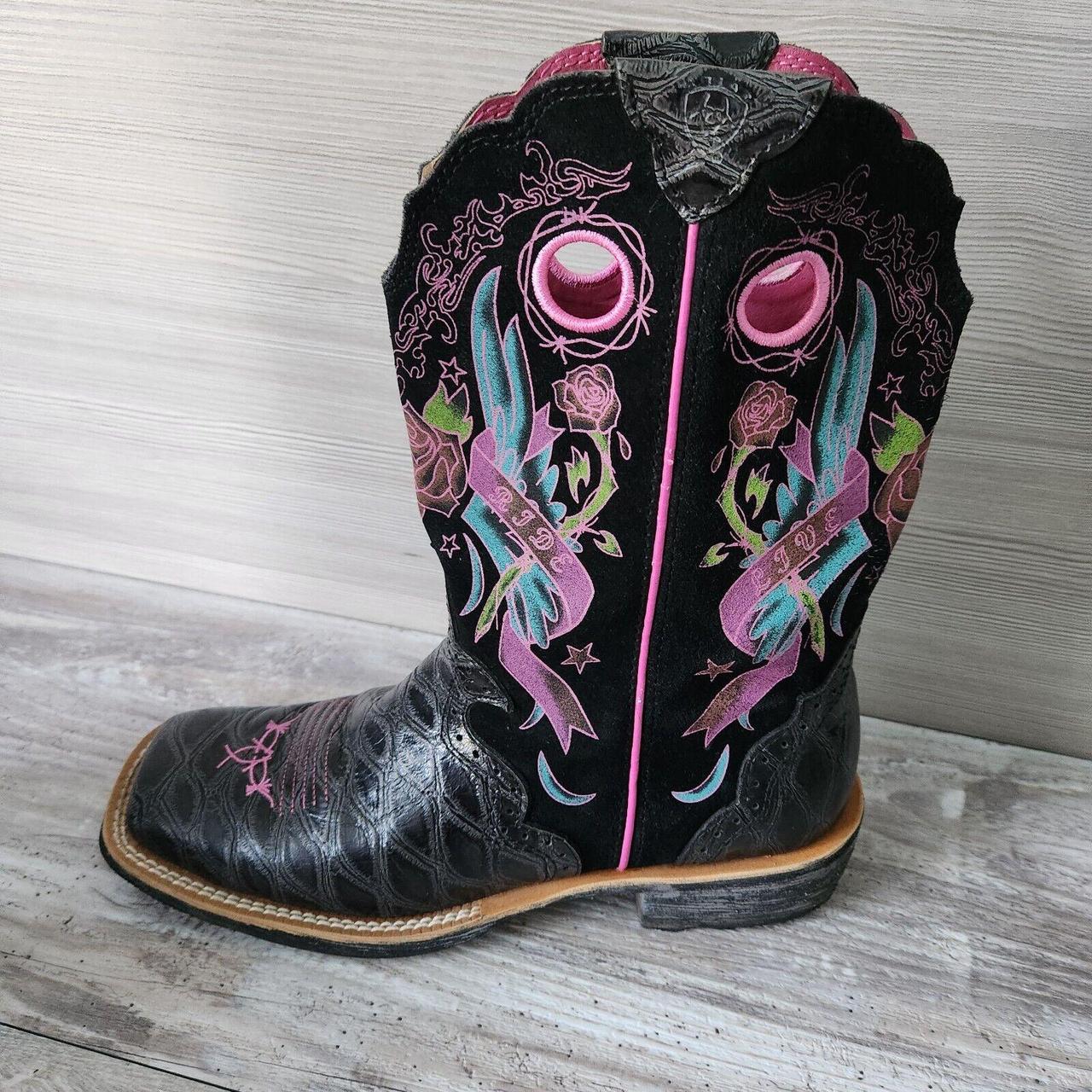 Pink leather cowgirl boots online