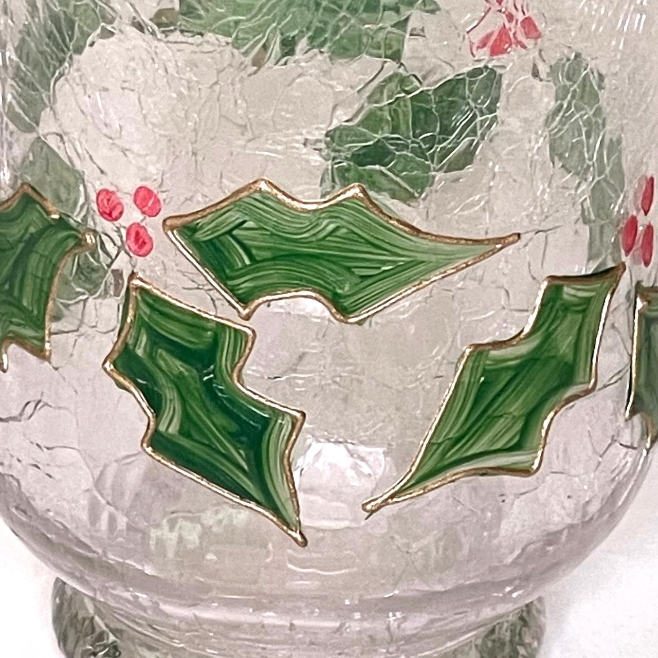 Vintage votive candle holder hand painted holly... Depop