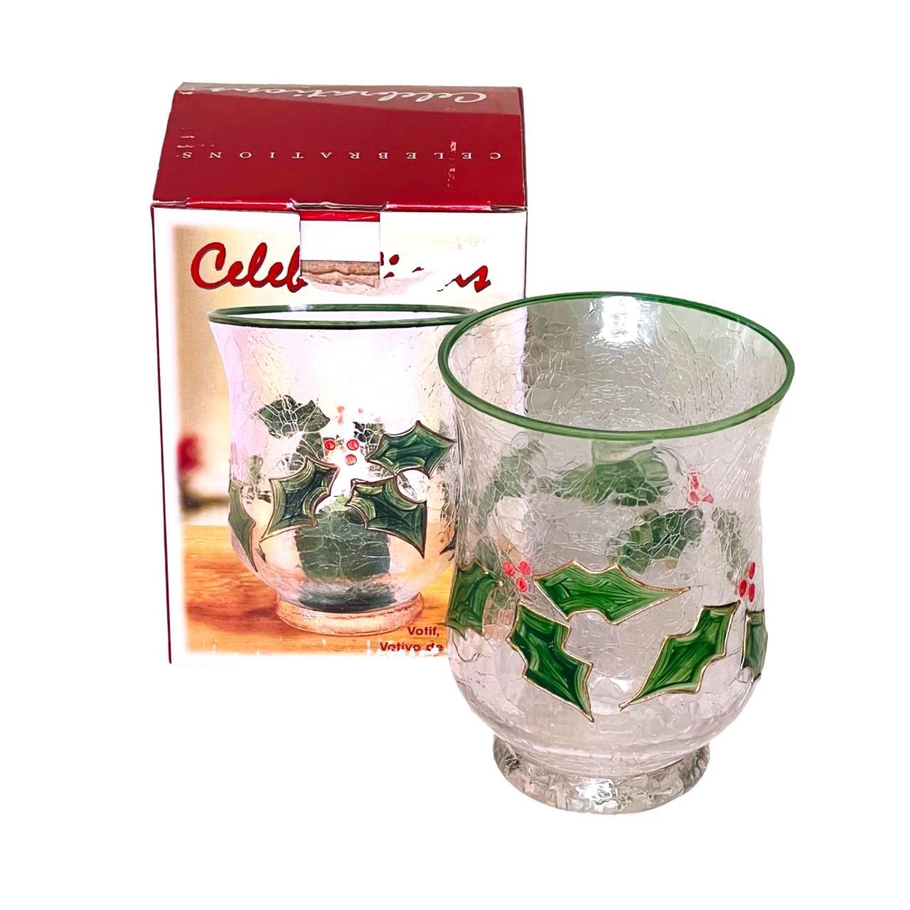 Vintage votive candle holder hand painted holly... Depop