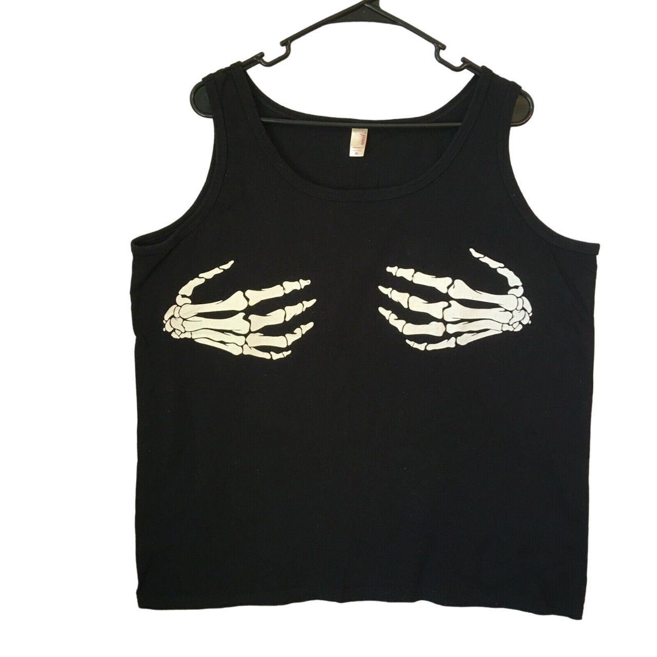 Funny Breast Grasping Skeleton Hands Tank Top Anvil... - Depop