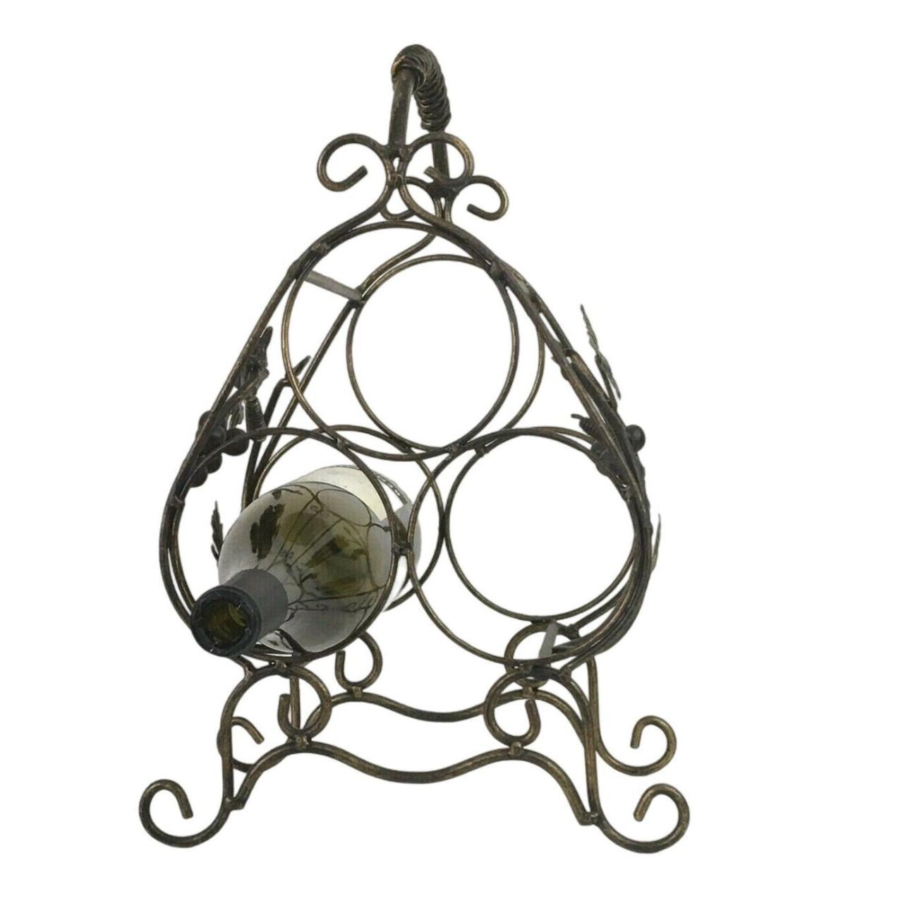 Wrought Iron Tabletop Wine Rack, 3 Bottle Capacity,... Depop