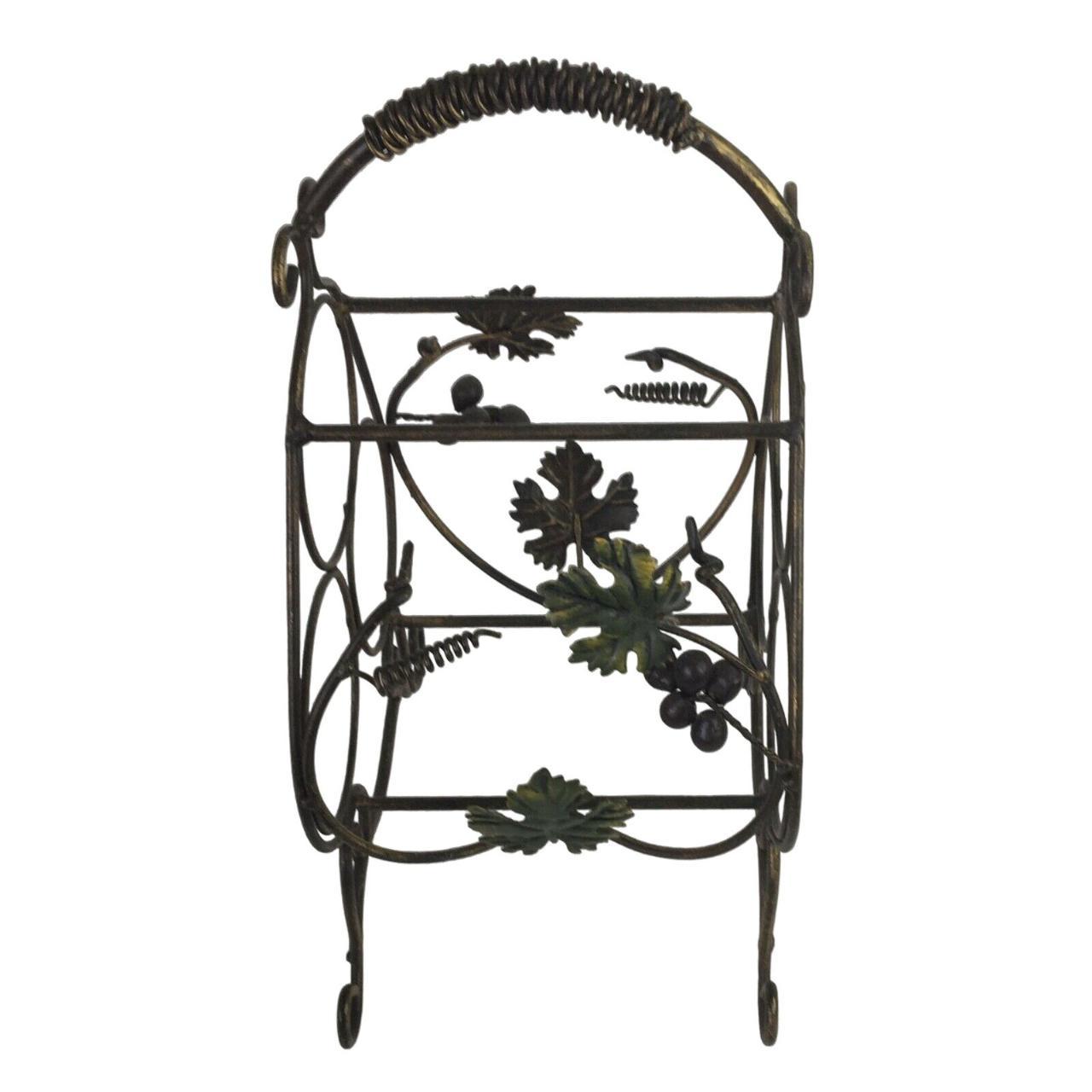 Wrought Iron Tabletop Wine Rack, 3 Bottle Capacity,... Depop