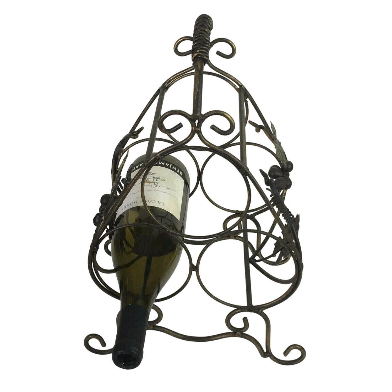 Wrought Iron Tabletop Wine Rack, 3 Bottle Capacity,... Depop