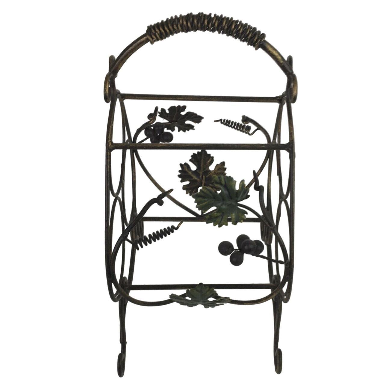 Wrought Iron Tabletop Wine Rack, 3 Bottle Capacity,... Depop