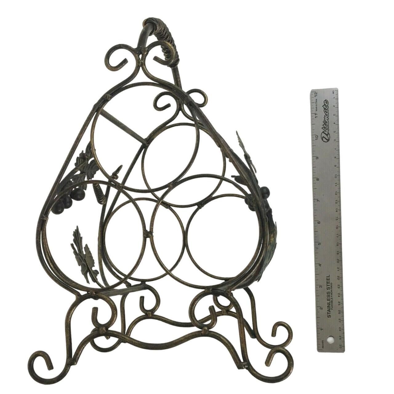 Wrought Iron Tabletop Wine Rack, 3 Bottle Capacity,... Depop