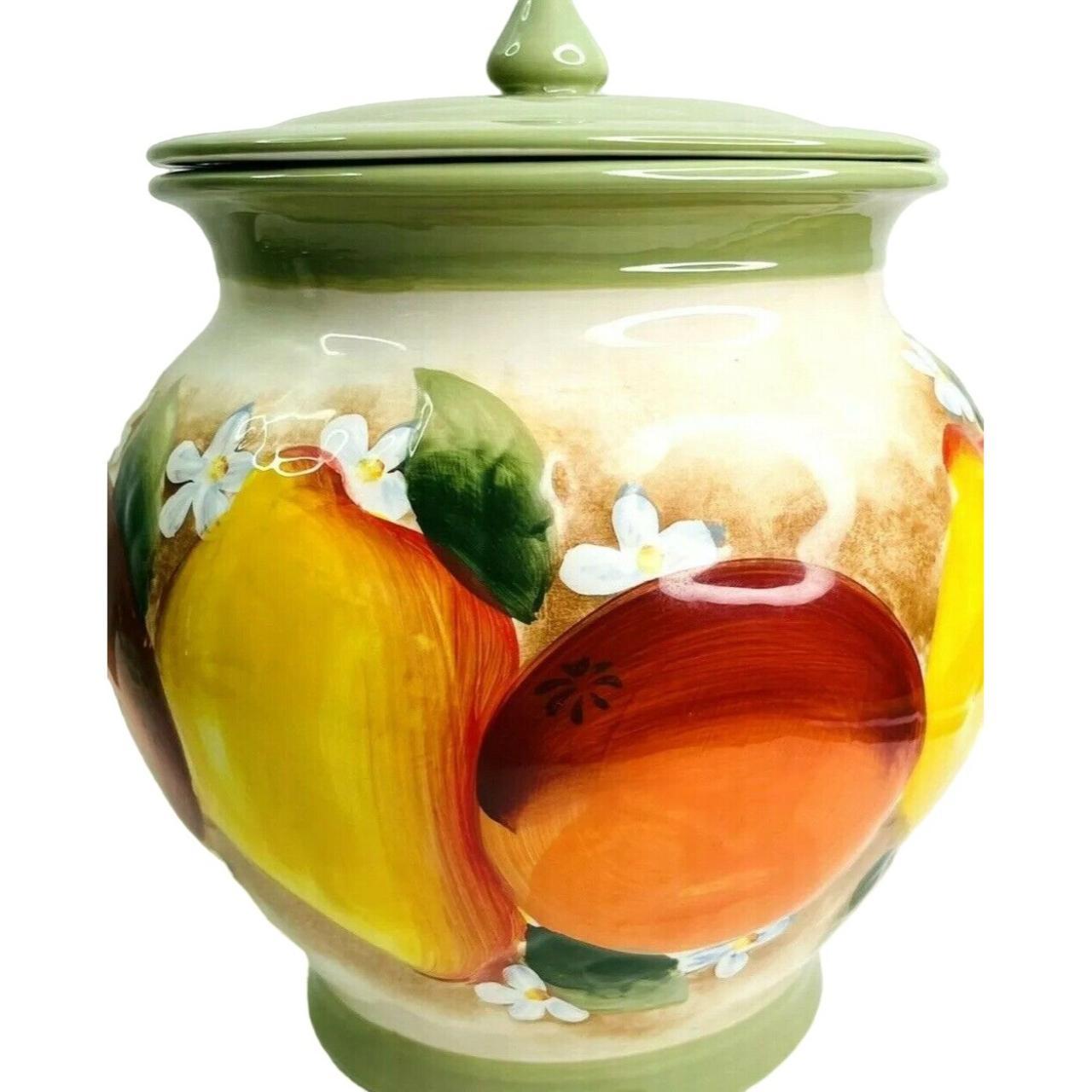Nonni's Cookie Jar Kitchen Canister Green Hand Paint... Depop