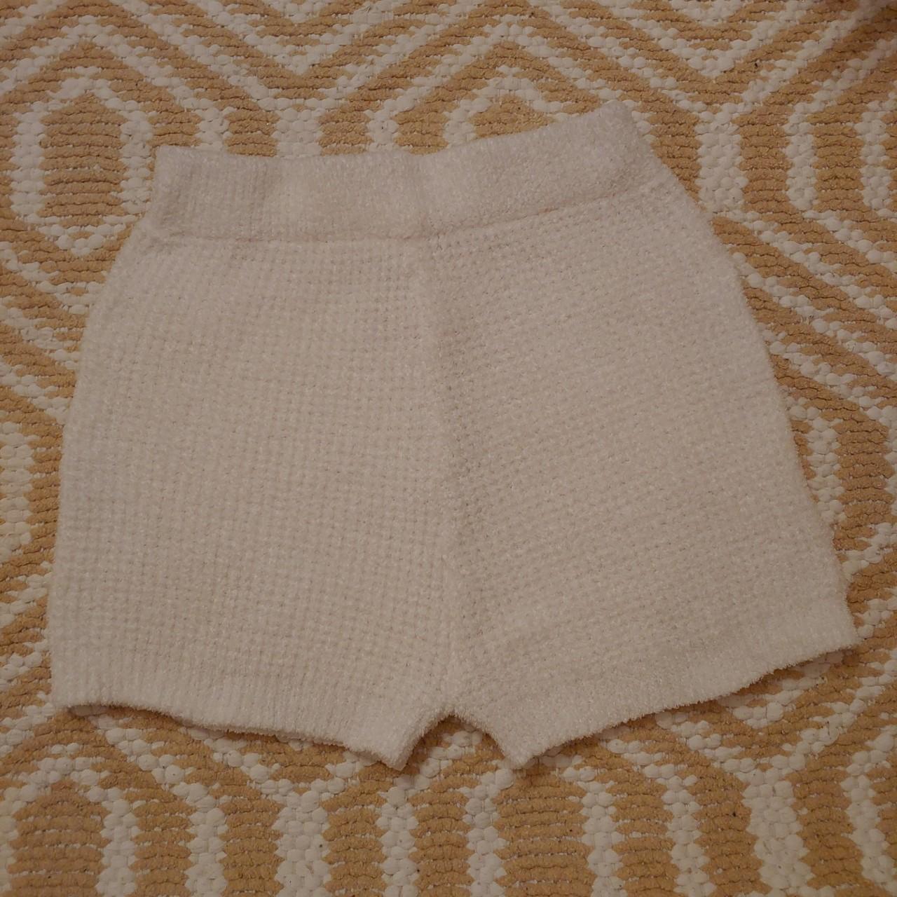 Nice pretty white shorts 100% polyester Stretchy... - Depop