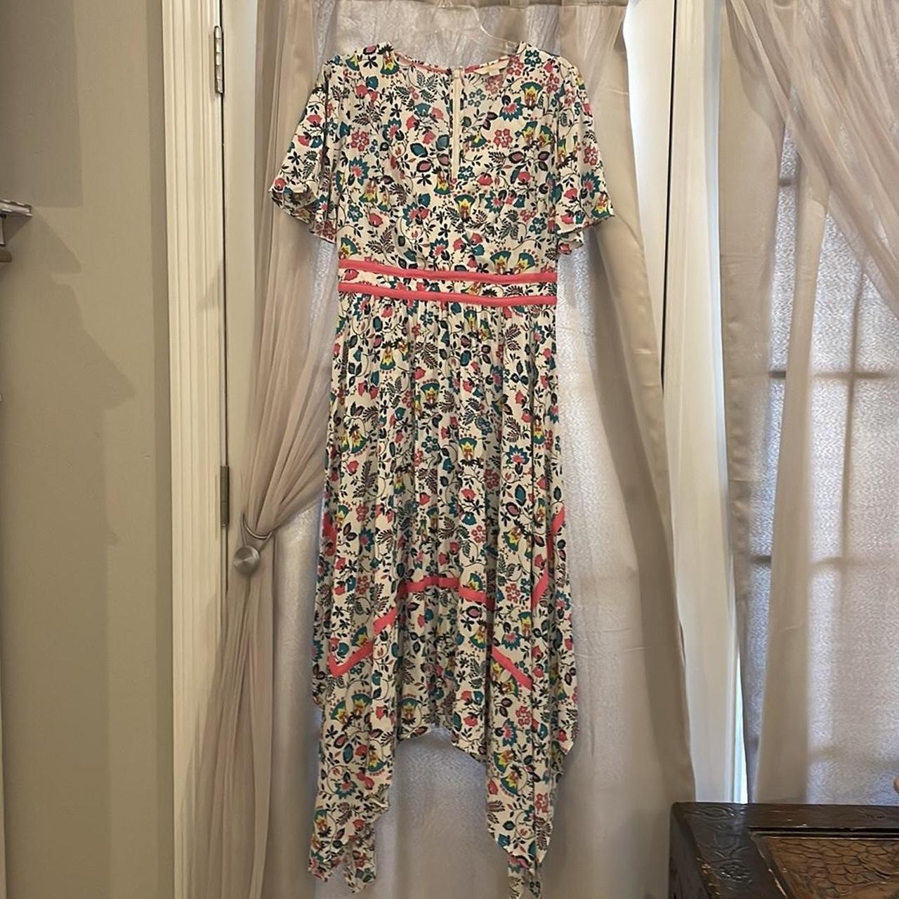 Boden Holly Hanky Asymmetrical Hem Floral MIDI Dress. Depop