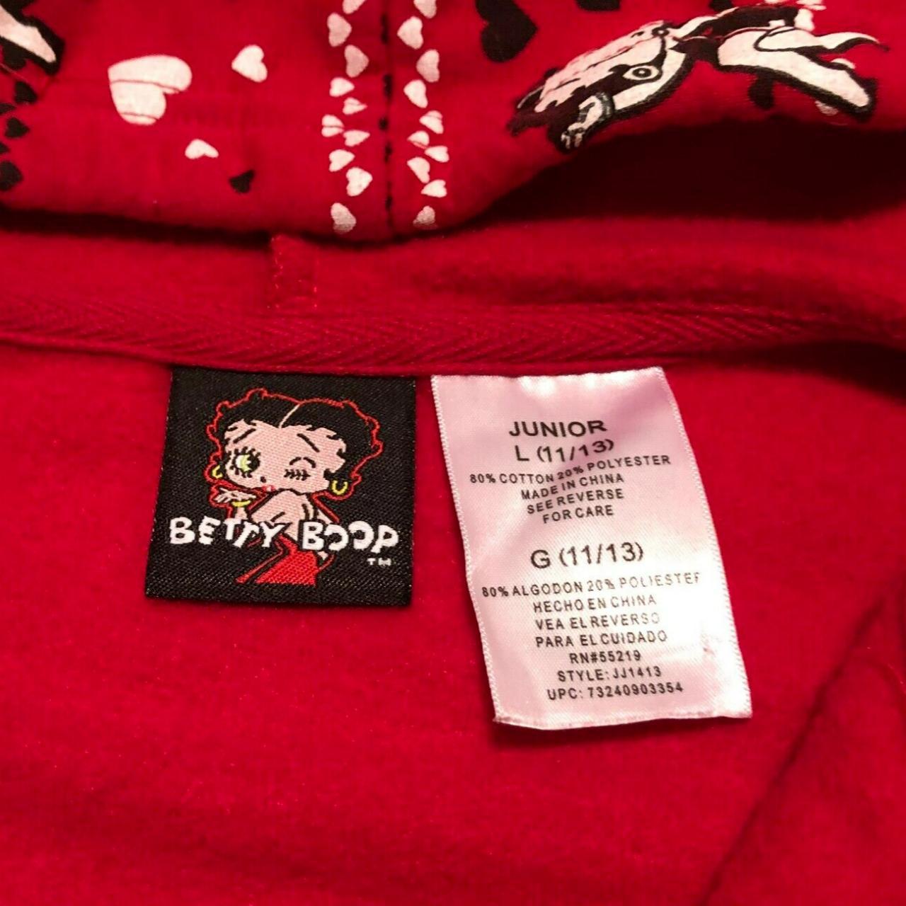 Vintage Betty Boop Brand Authentic Red Hearts Zip... - Depop