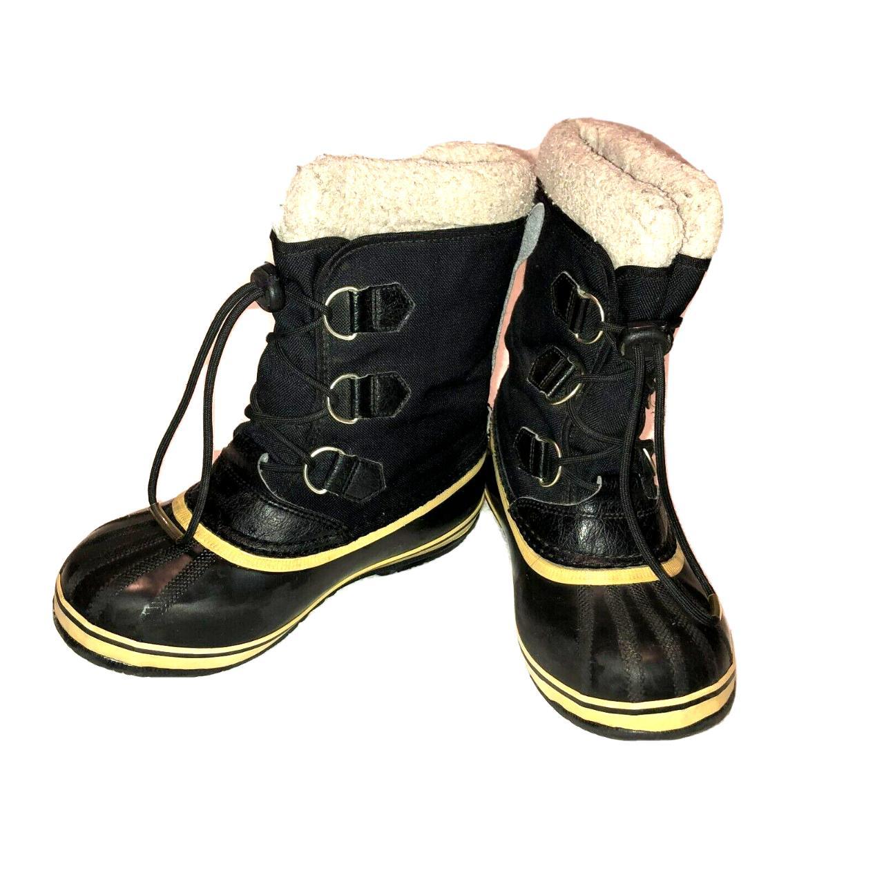 Sorel Snow Winter Boots Size 3 Black Canvas Lace Up... - Depop