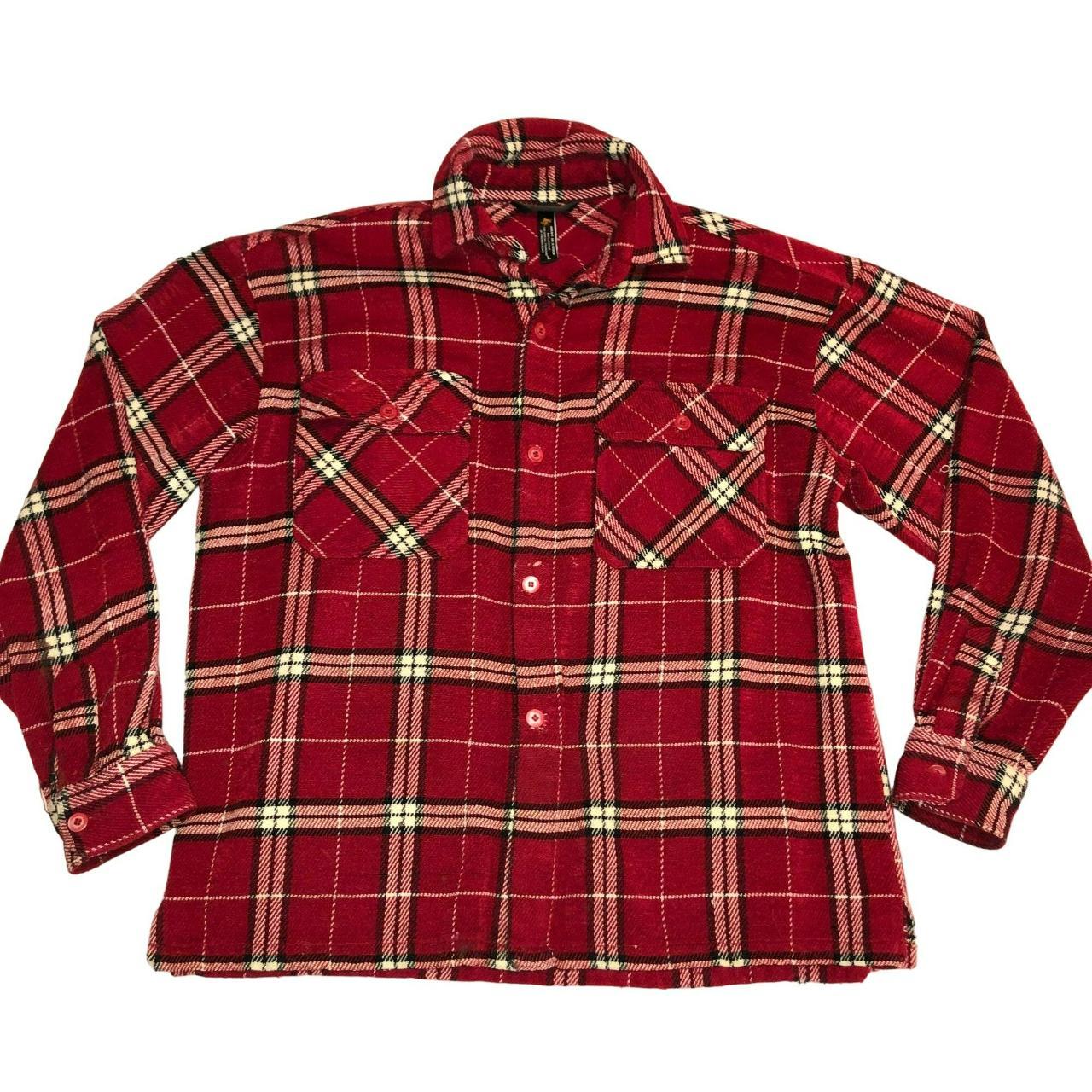 red and gold flannel shirt